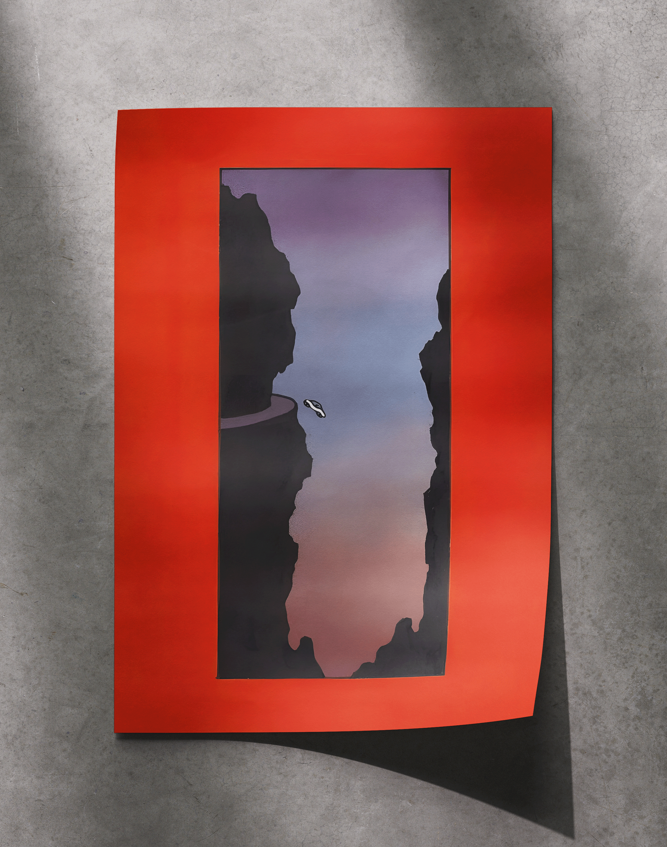 Crimson Passage Modern Duvar Tablosu – Kırmızı Minimal Abstract Poster