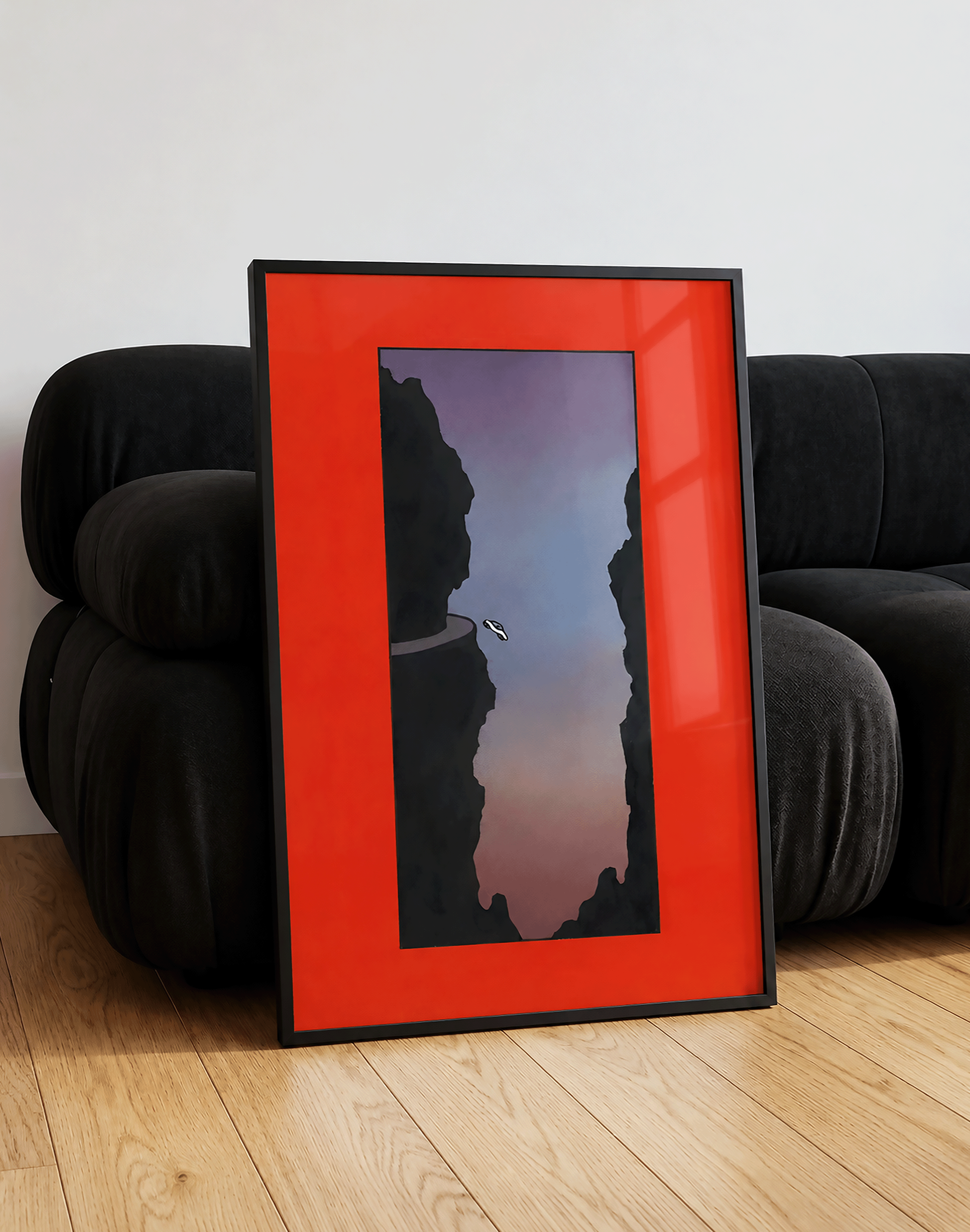 Crimson Passage Modern Duvar Tablosu – Kırmızı Minimal Abstract Poster