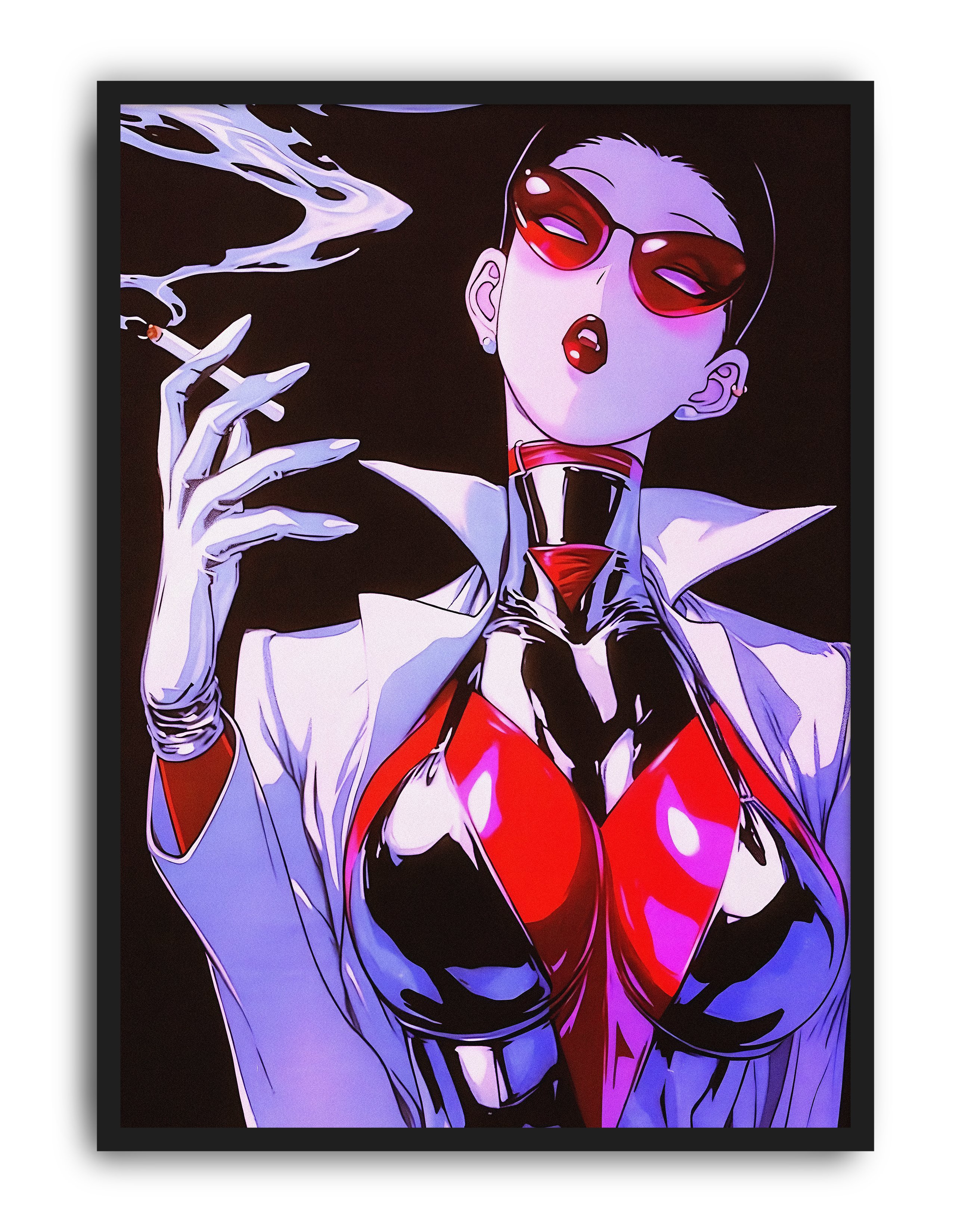 Crimson Smoke Modern Duvar Tablosu – Kırmızı Siyah Anime Poster