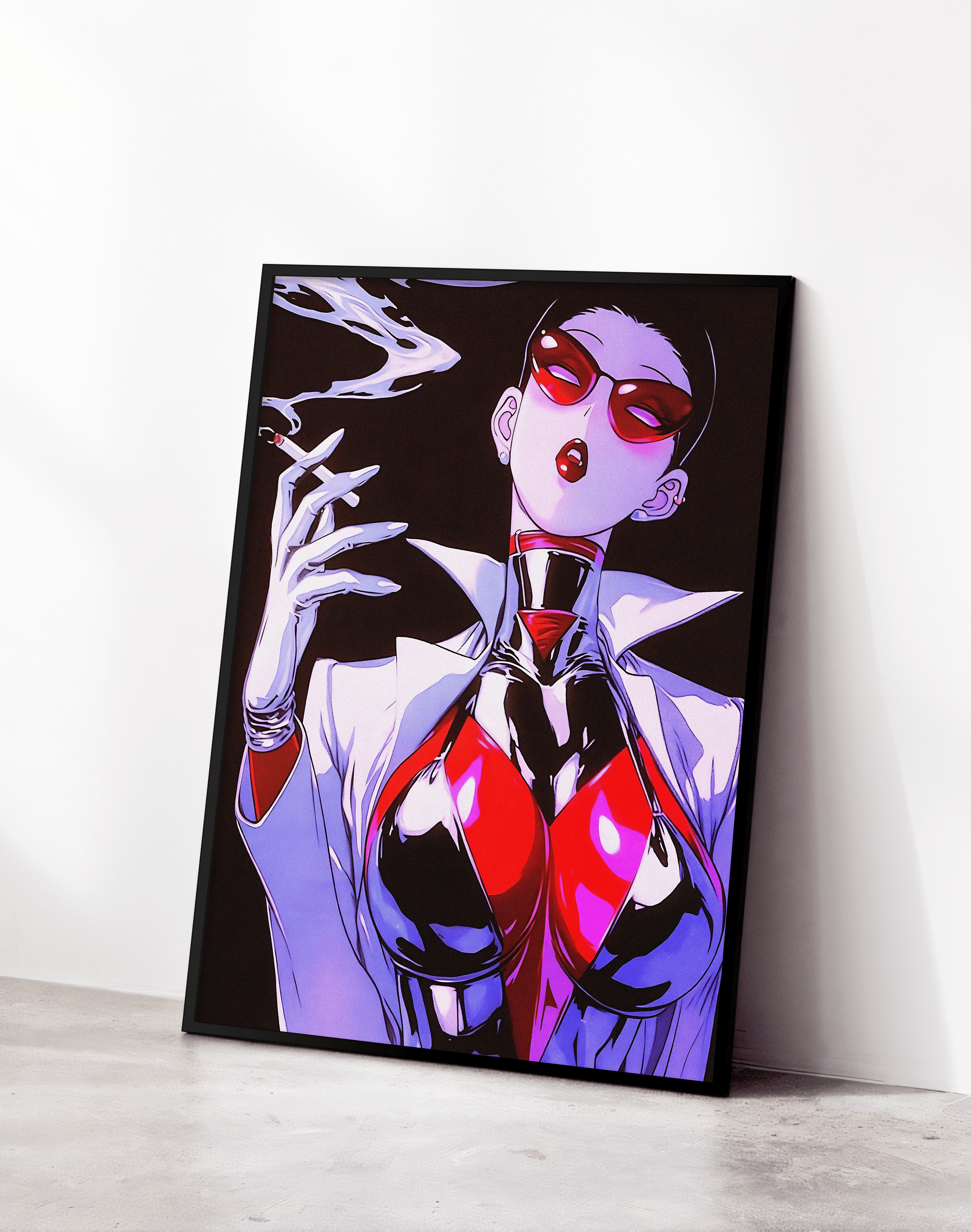 Crimson Smoke Modern Duvar Tablosu – Kırmızı Siyah Anime Poster