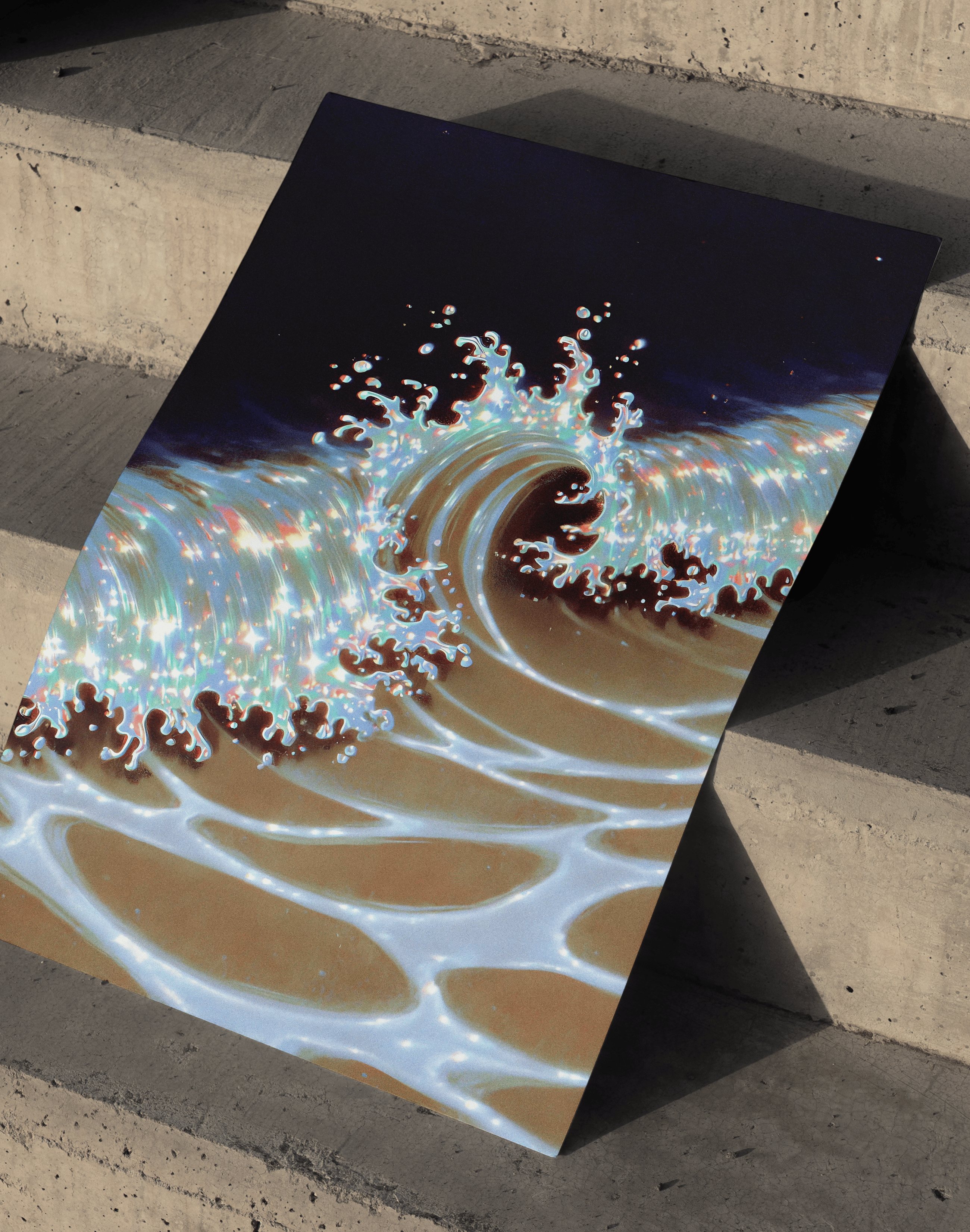 Crystal Tide Modern Duvar Tablosu – Işıltılı Dalga Poster