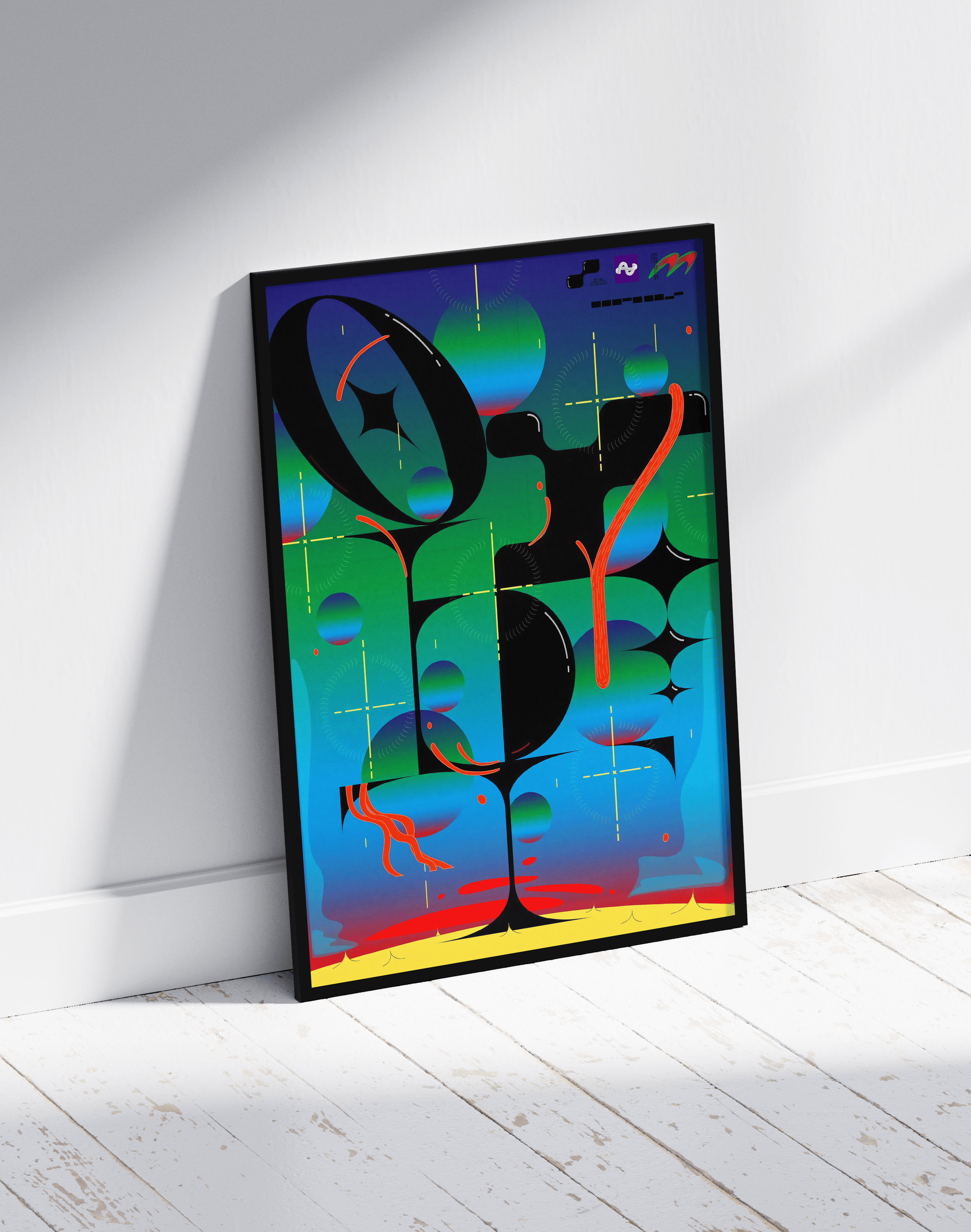 Digital Orbit Modern Duvar Tablosu – Yeşil Mavi Futuristik Abstract Poster