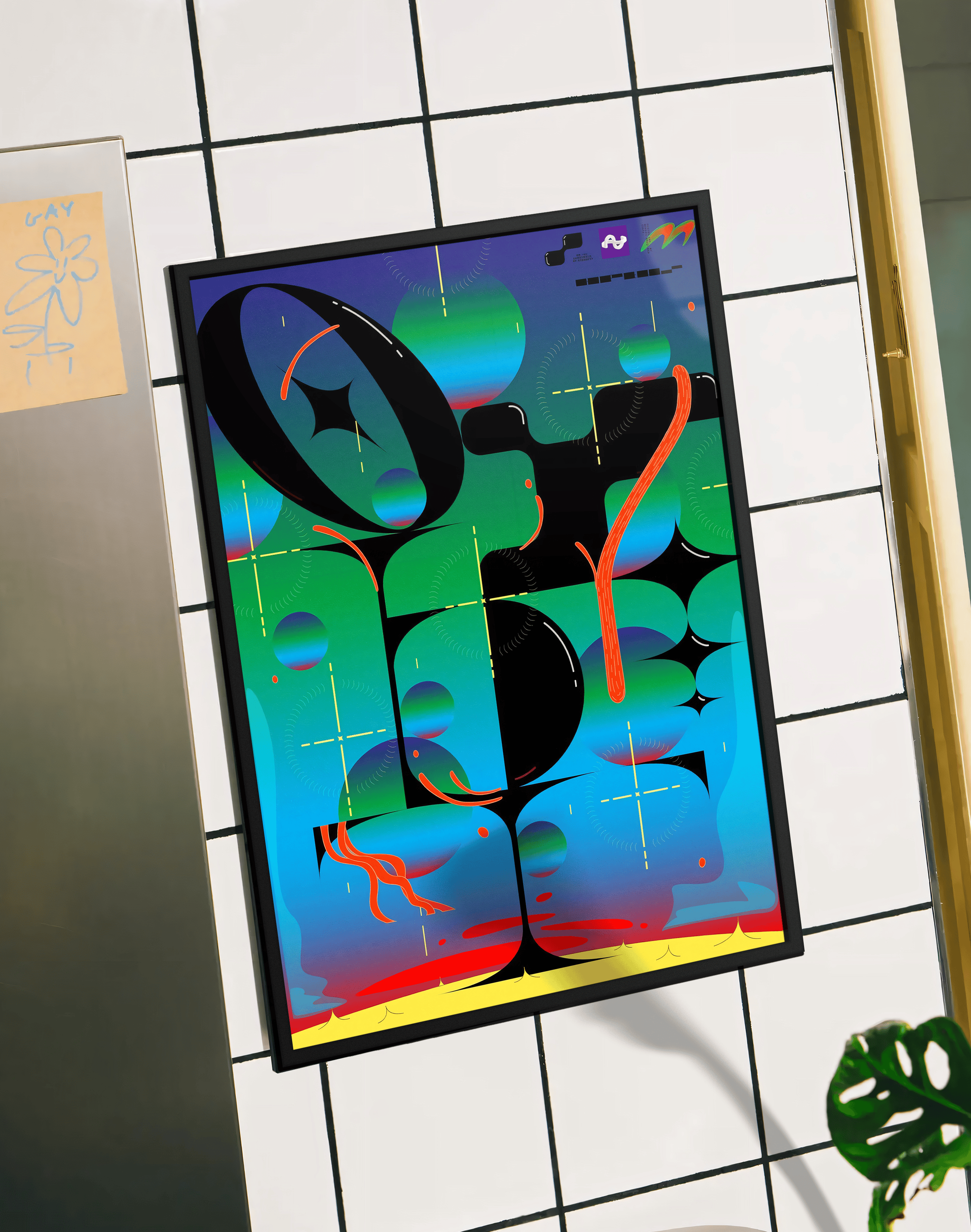Digital Orbit Modern Duvar Tablosu – Yeşil Mavi Futuristik Abstract Poster
