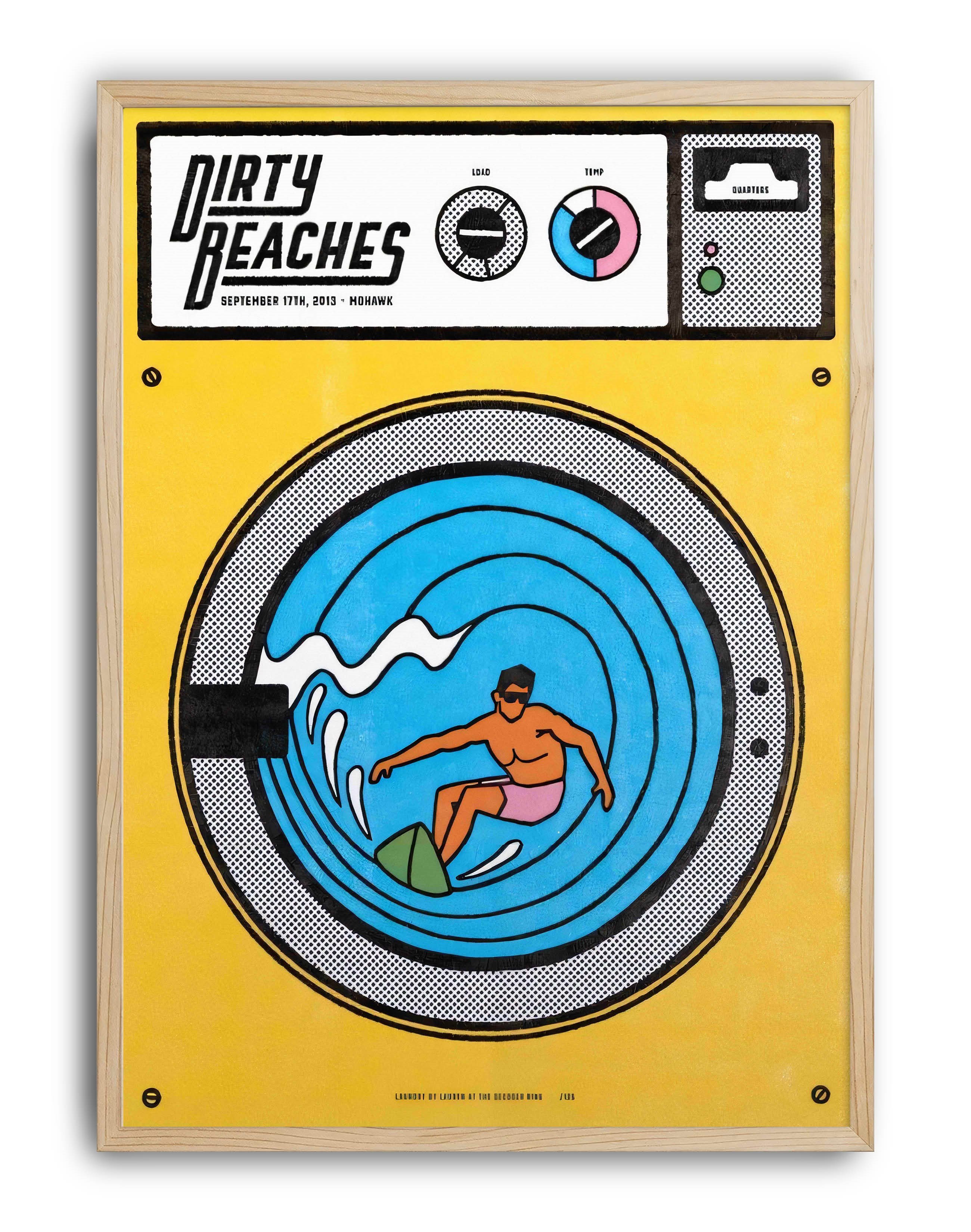 Dirty Beaches Modern Duvar Tablosu - Sarı Mavi Sörf Figüratif Poster