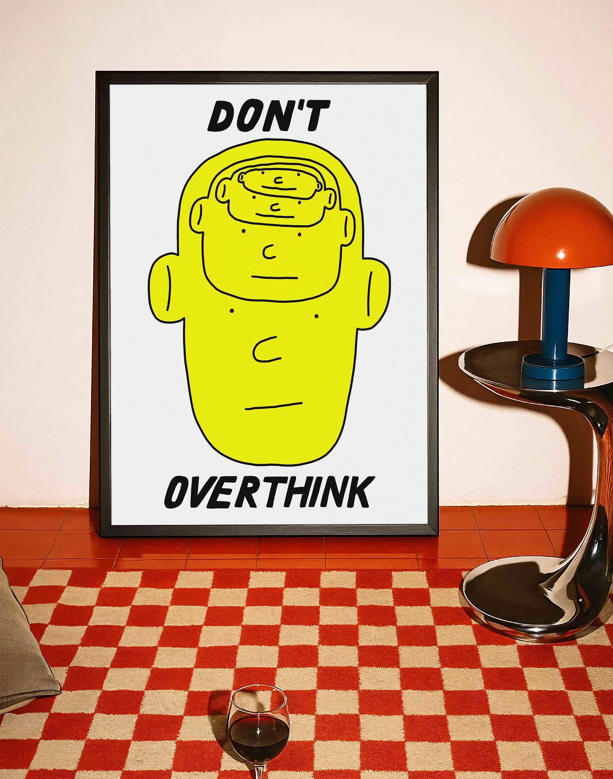Don't Overthink Modern Duvar Tablosu - Sarı Minimal Figüratif Poster