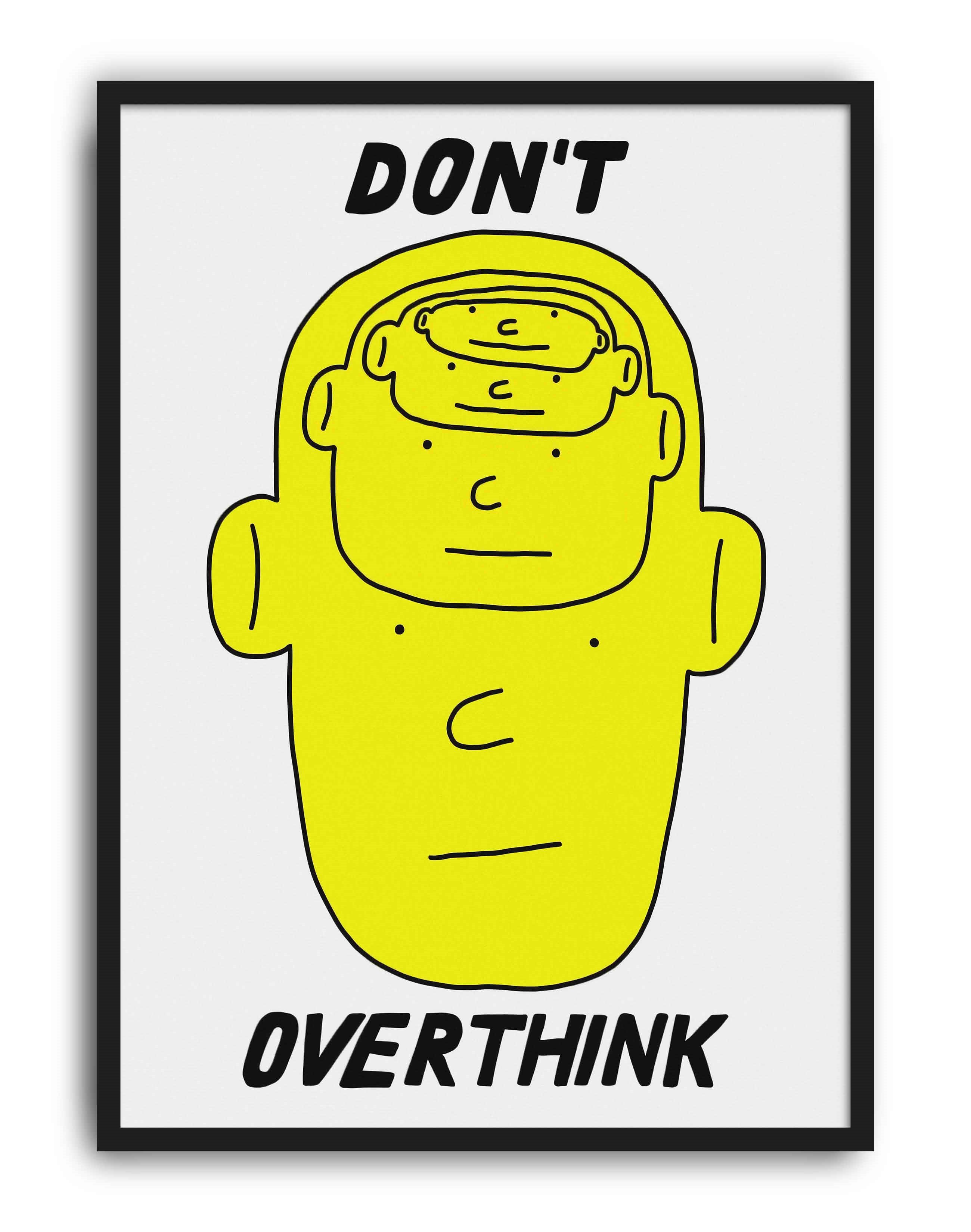 Don't Overthink Modern Duvar Tablosu - Sarı Minimal Figüratif Poster