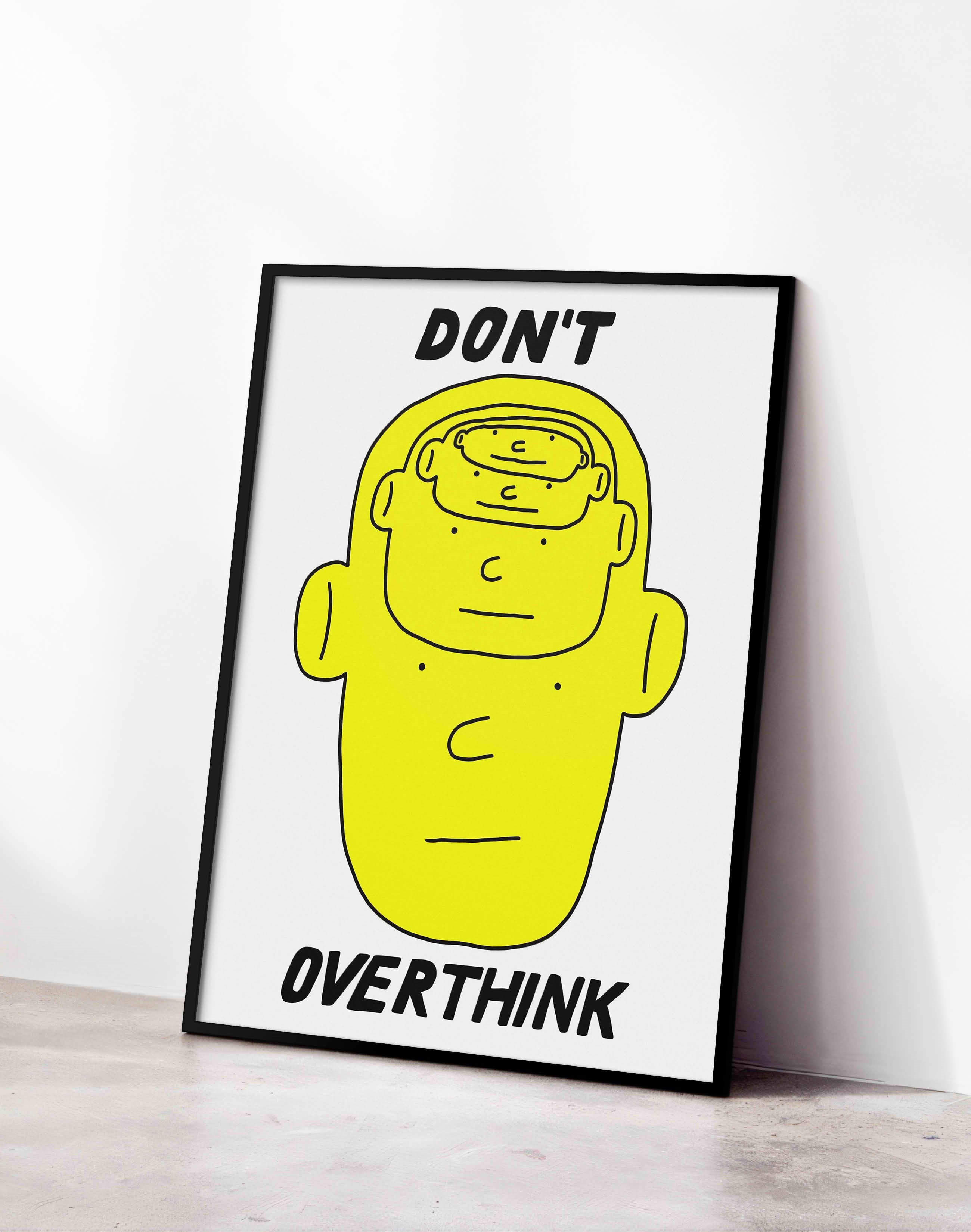 Don't Overthink Modern Duvar Tablosu - Sarı Minimal Figüratif Poster