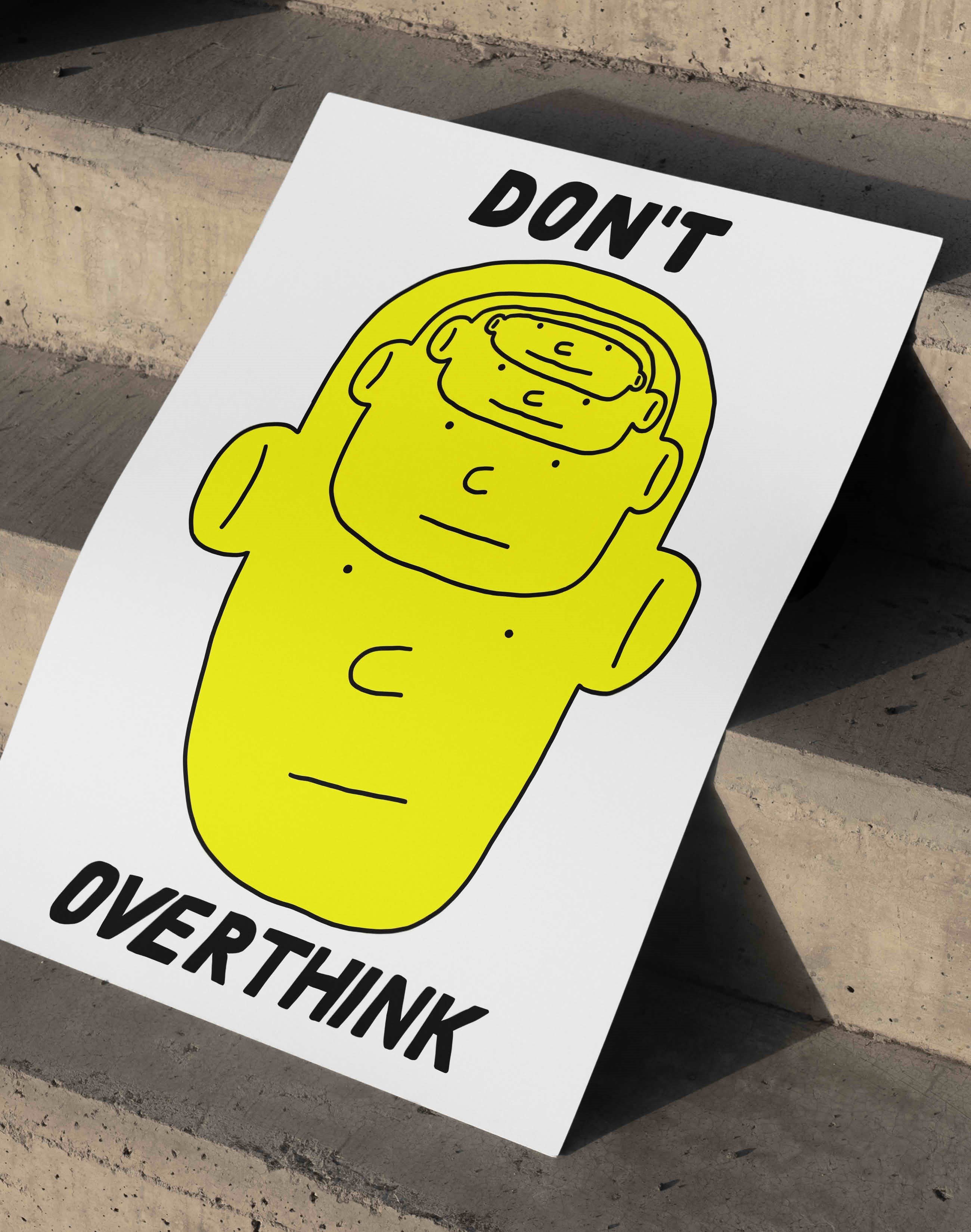 Don't Overthink Modern Duvar Tablosu - Sarı Minimal Figüratif Poster