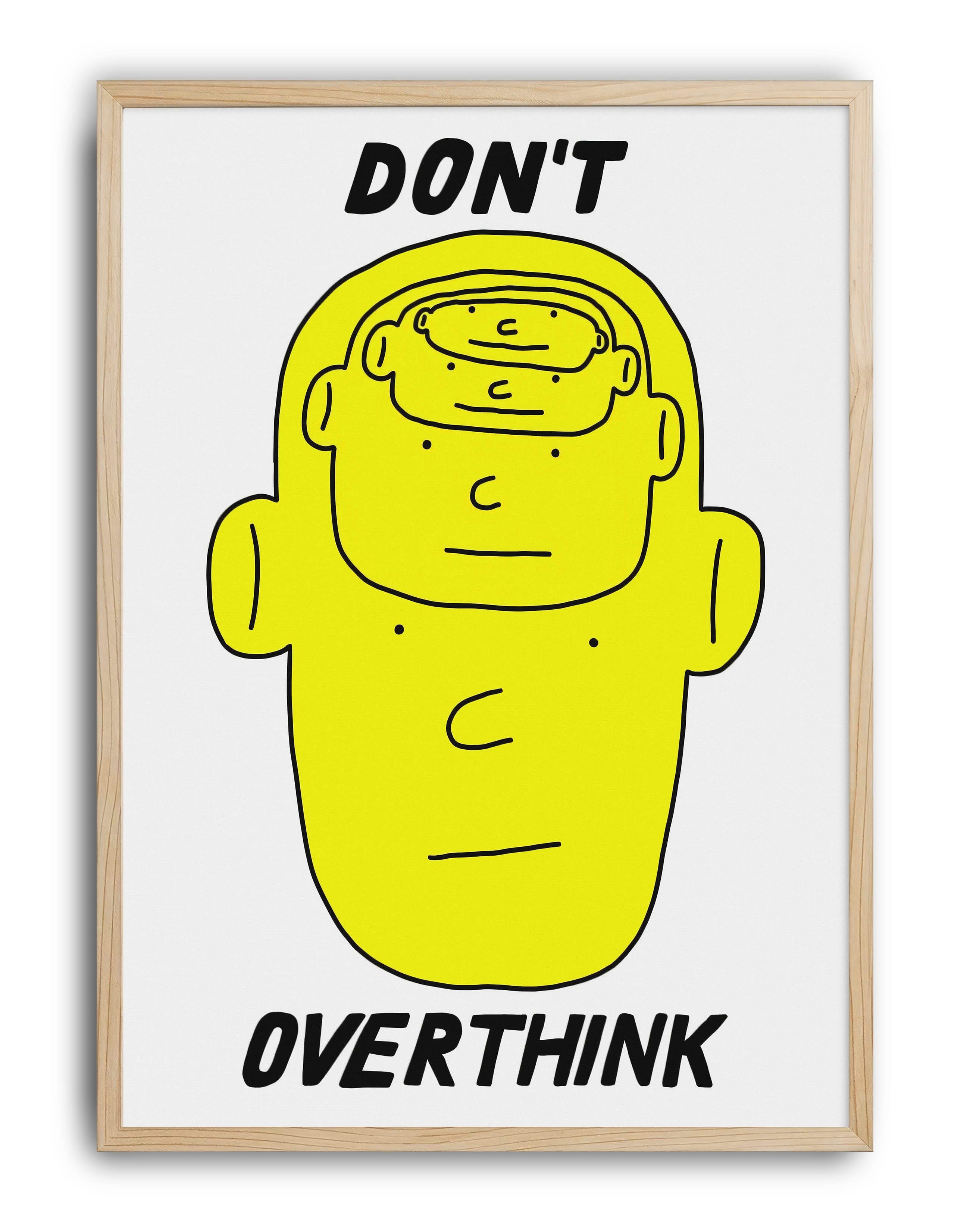 Don't Overthink Modern Duvar Tablosu - Sarı Minimal Figüratif Poster