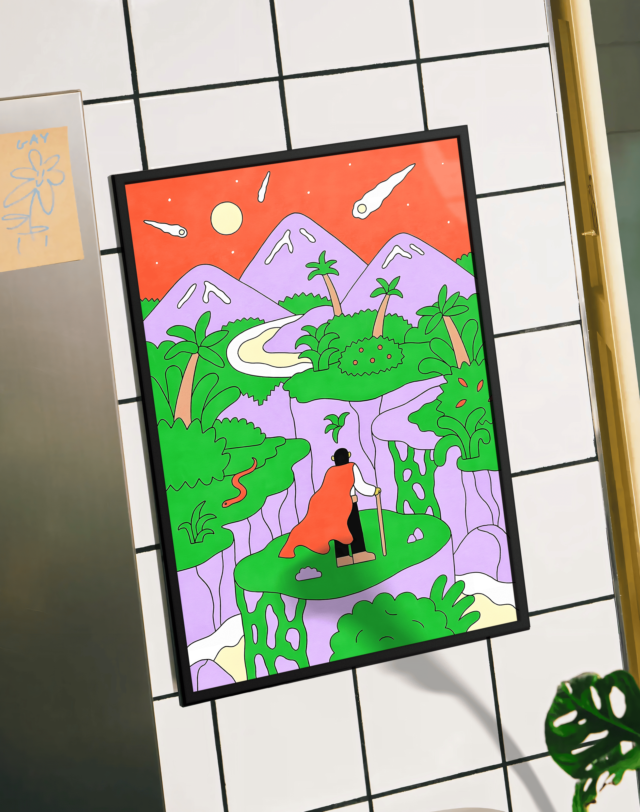 Dream Valley Modern Duvar Tablosu – Renkli Sürreal Manzara Poster