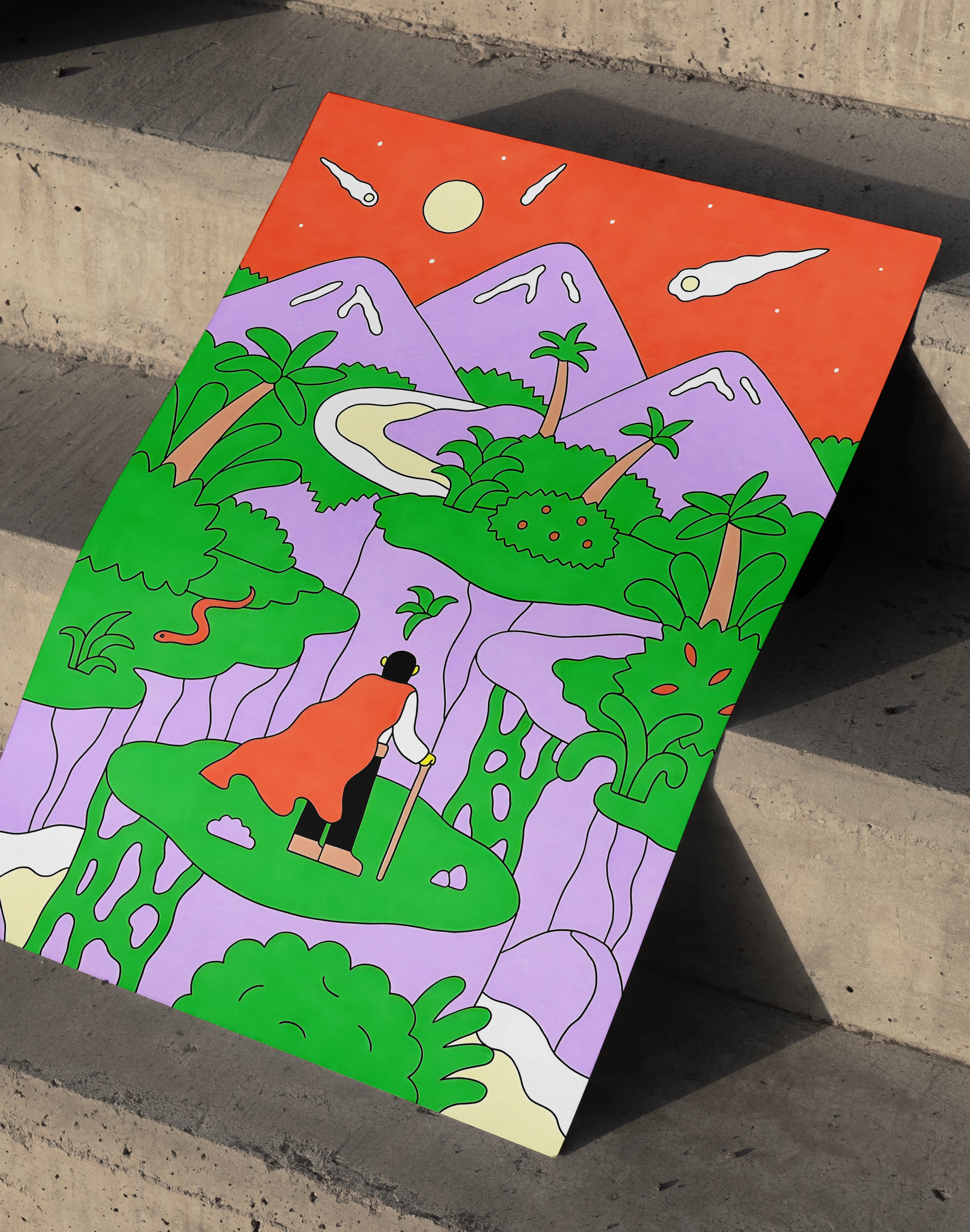 Dream Valley Modern Duvar Tablosu – Renkli Sürreal Manzara Poster