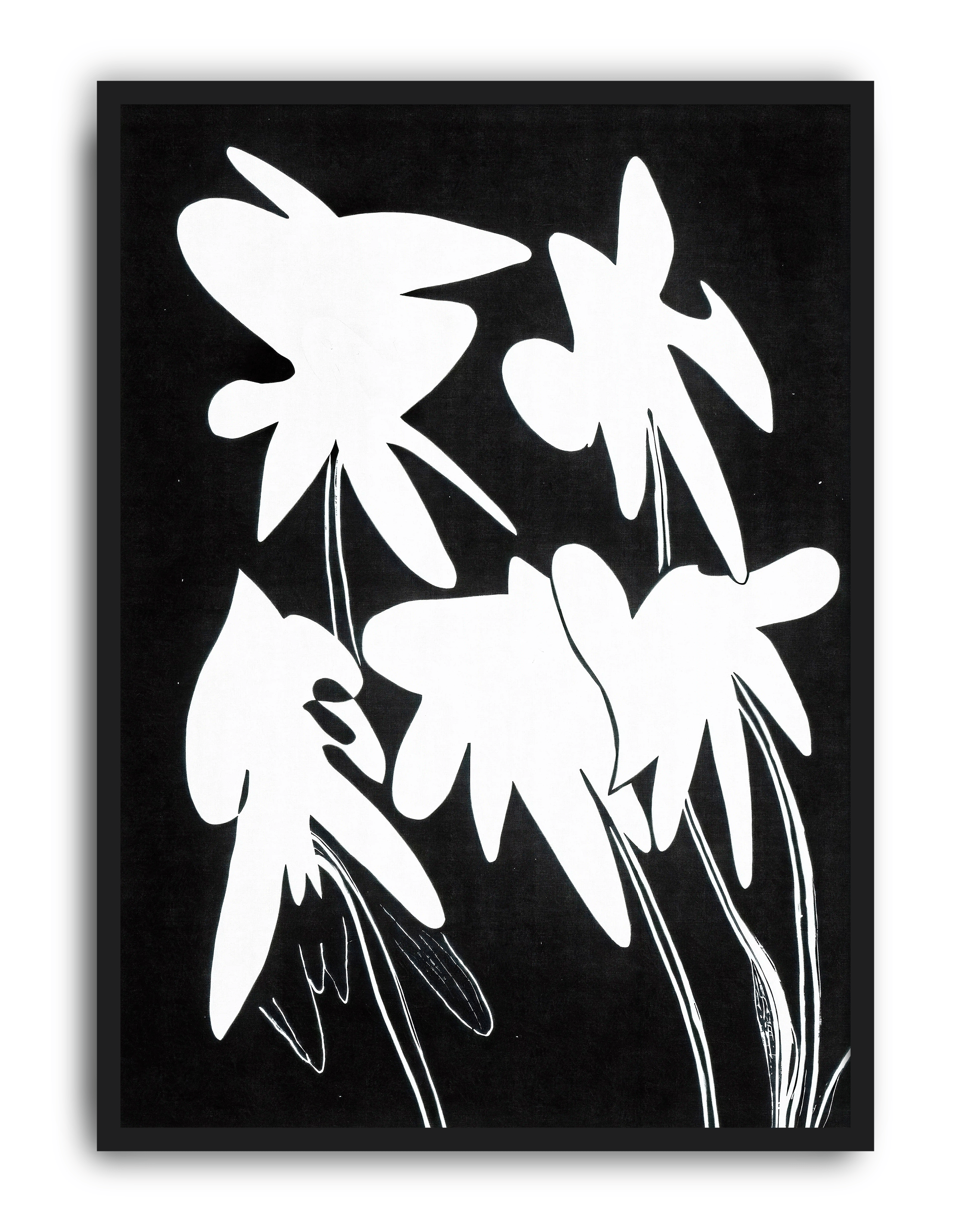 Echo Bloom Modern Duvar Tablosu – Siyah Beyaz Minimal Çiçek Poster