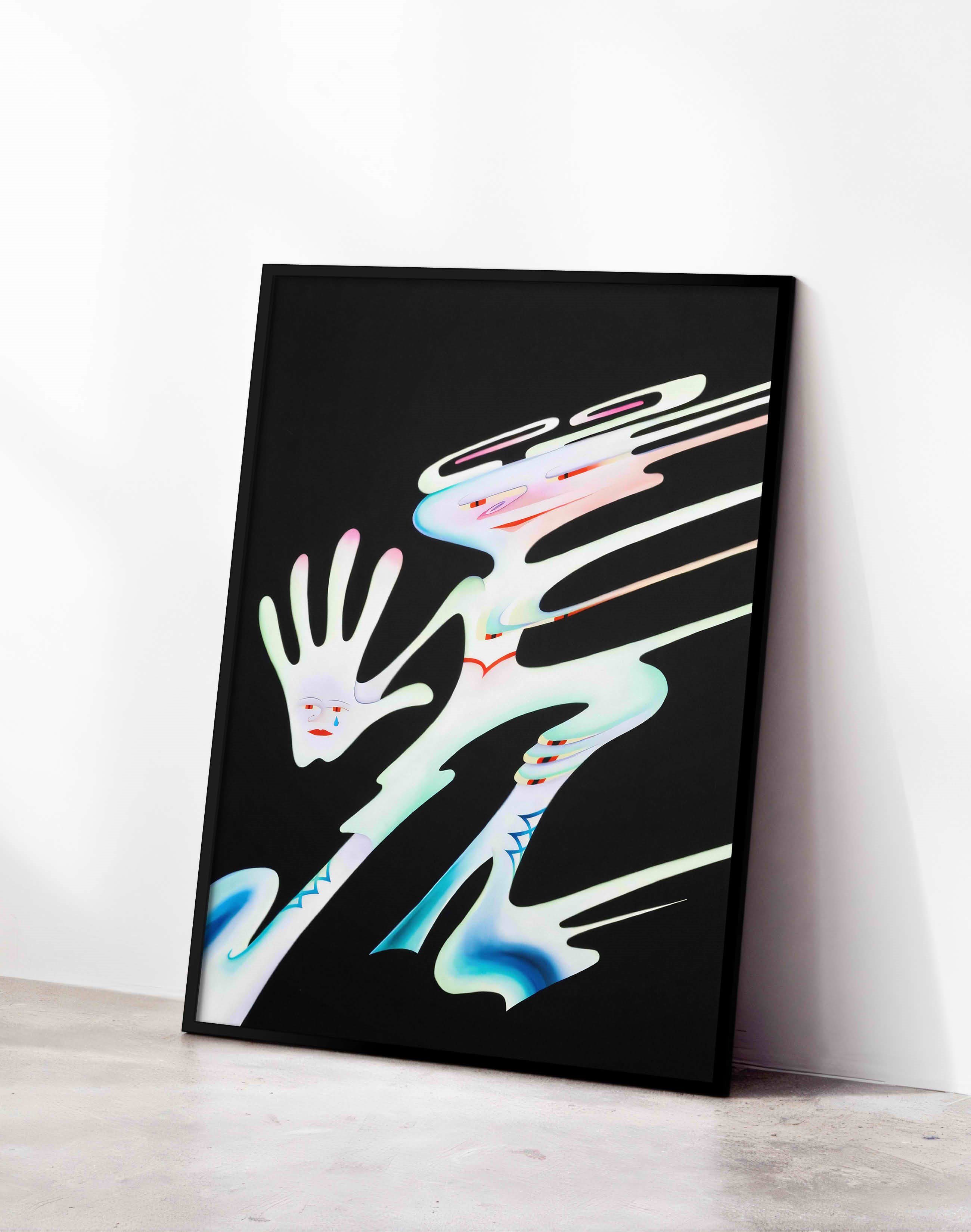 Elastic Spirits Modern Duvar Tablosu - Siyah Beyaz Sürreal Figüratif Poster