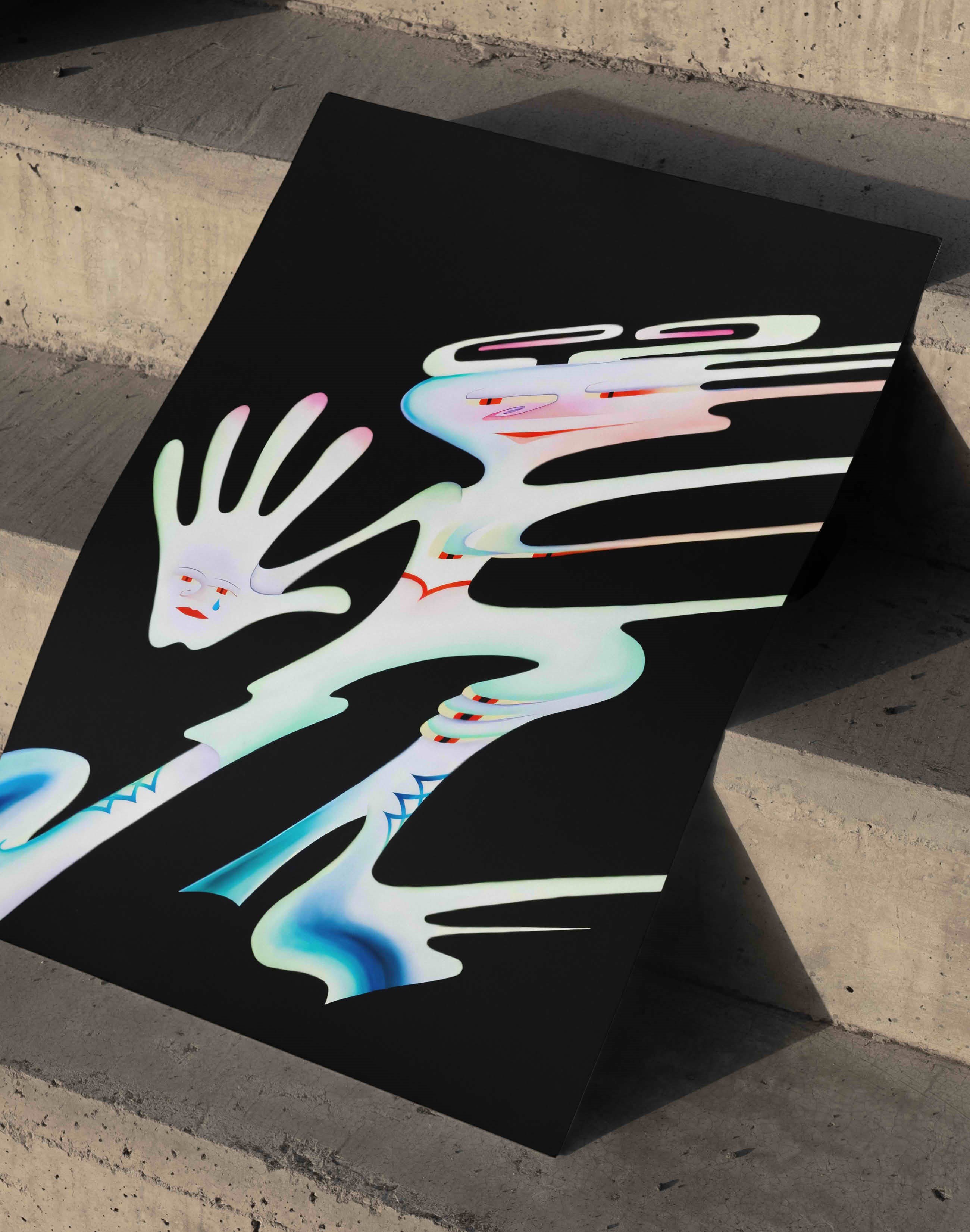 Elastic Spirits Modern Duvar Tablosu - Siyah Beyaz Sürreal Figüratif Poster