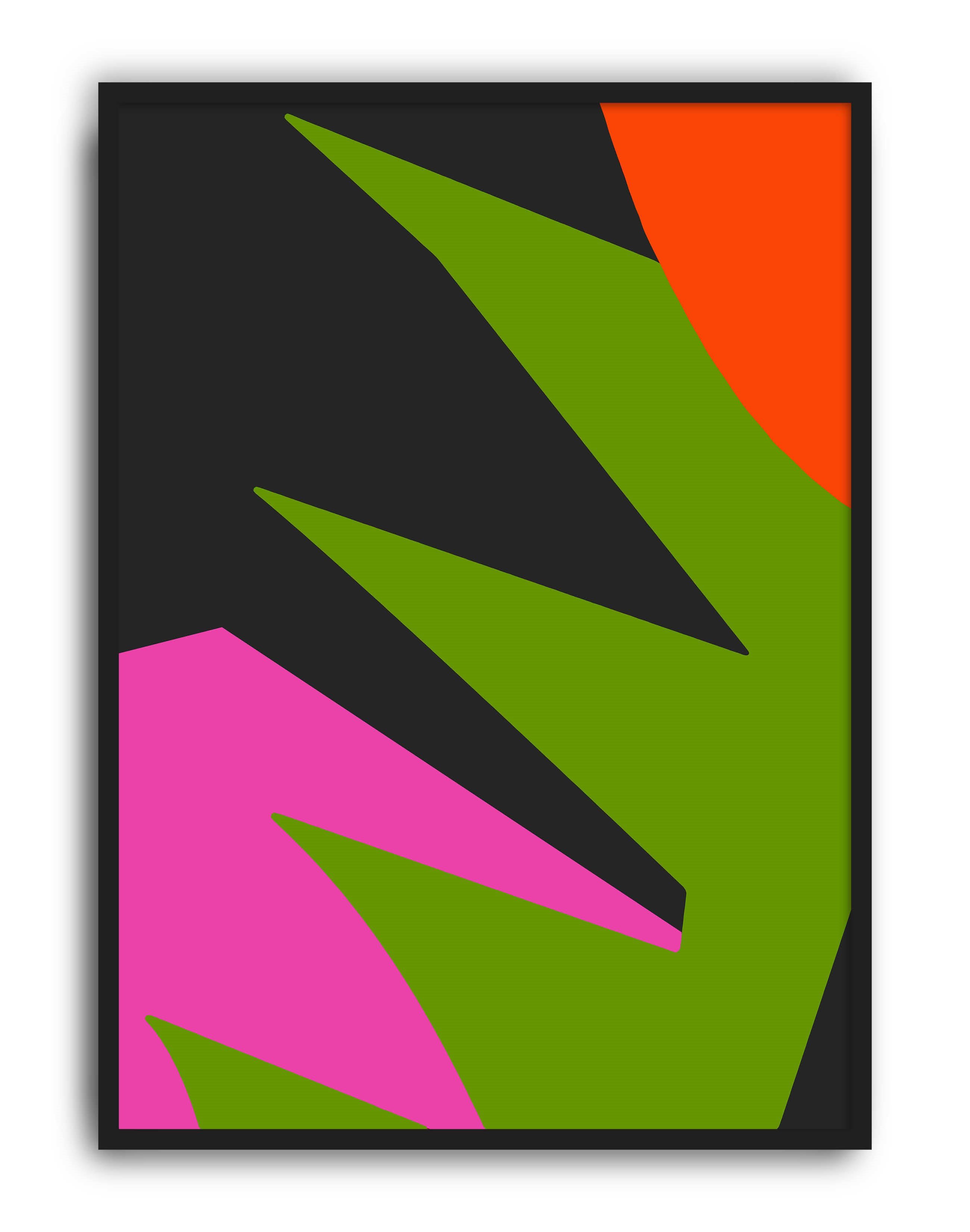 Electric Bloom Pembe Yeşil Soyut Geometrik Duvar Tablosu