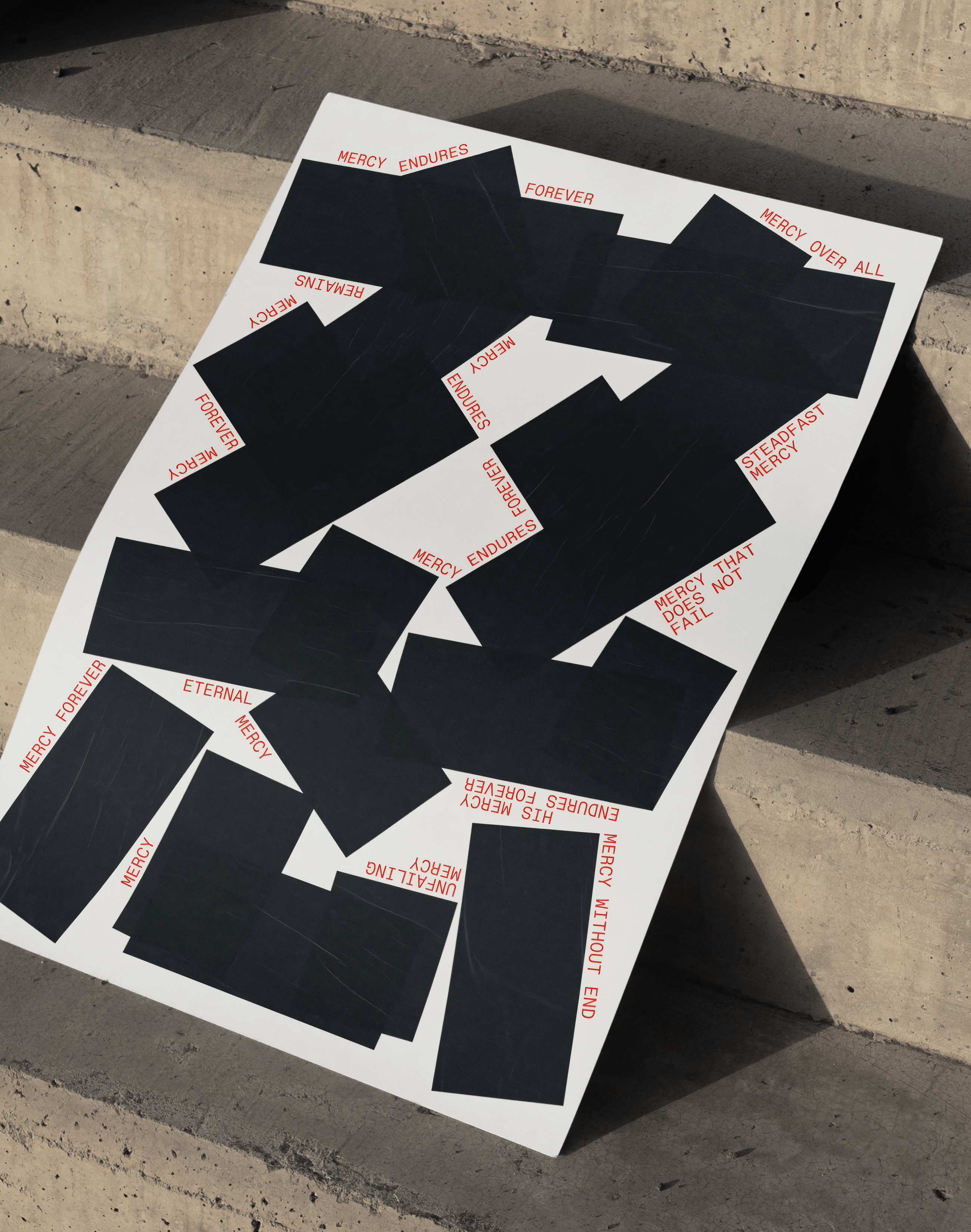 Endless Mercy Modern Duvar Tablosu – Siyah Beyaz Kırmızı Tipografik Abstract Poster