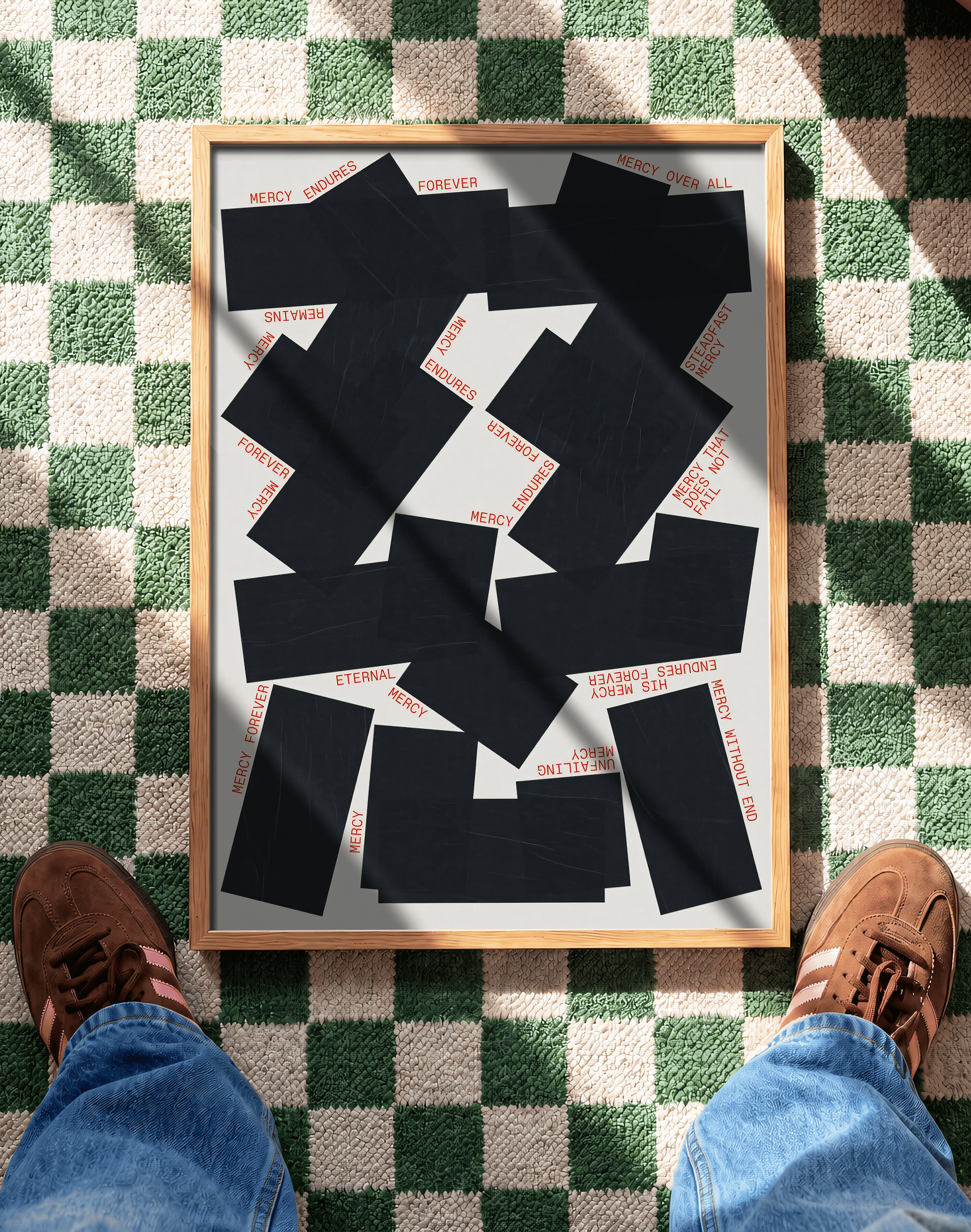 Endless Mercy Modern Duvar Tablosu – Siyah Beyaz Kırmızı Tipografik Abstract Poster