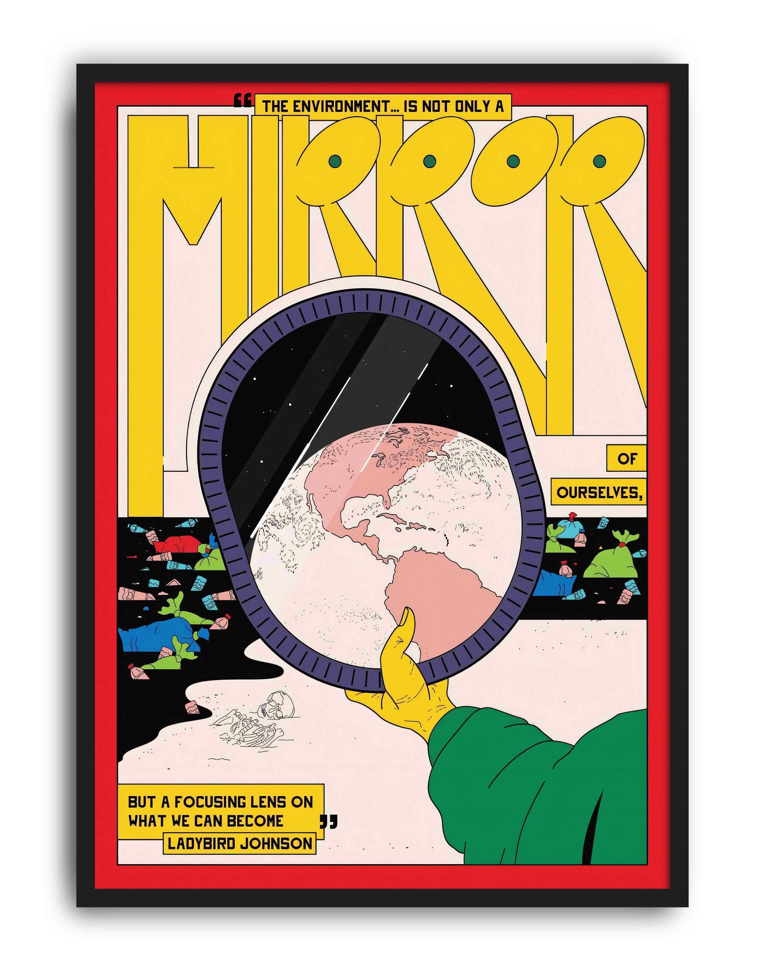 Environment Mirror Modern Duvar Tablosu -  Kırmızı Sarı Dünya Grafik Poster