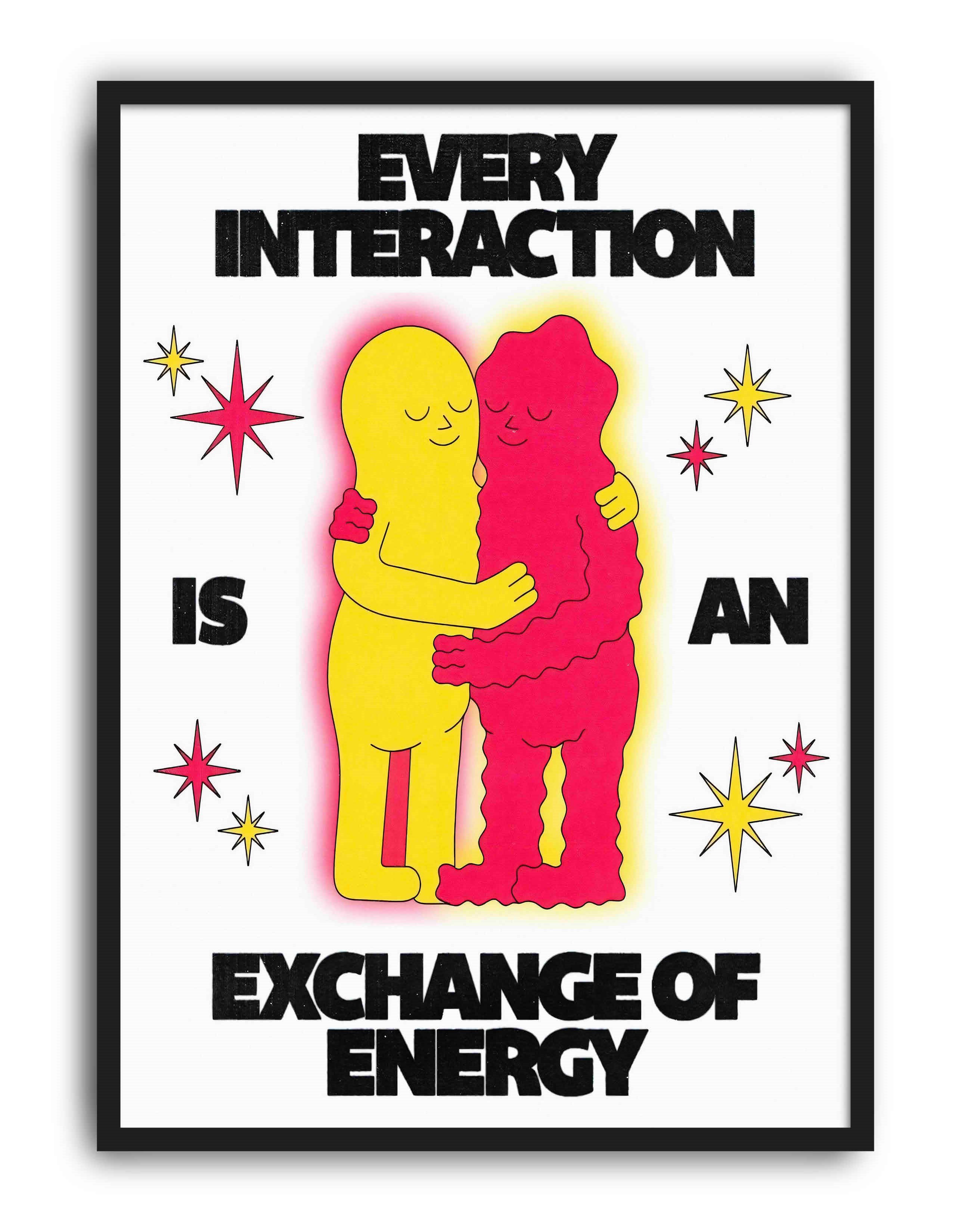 Exchange of Energy Modern Duvar Tablosu - Sarı Pembe Figüratif Poster