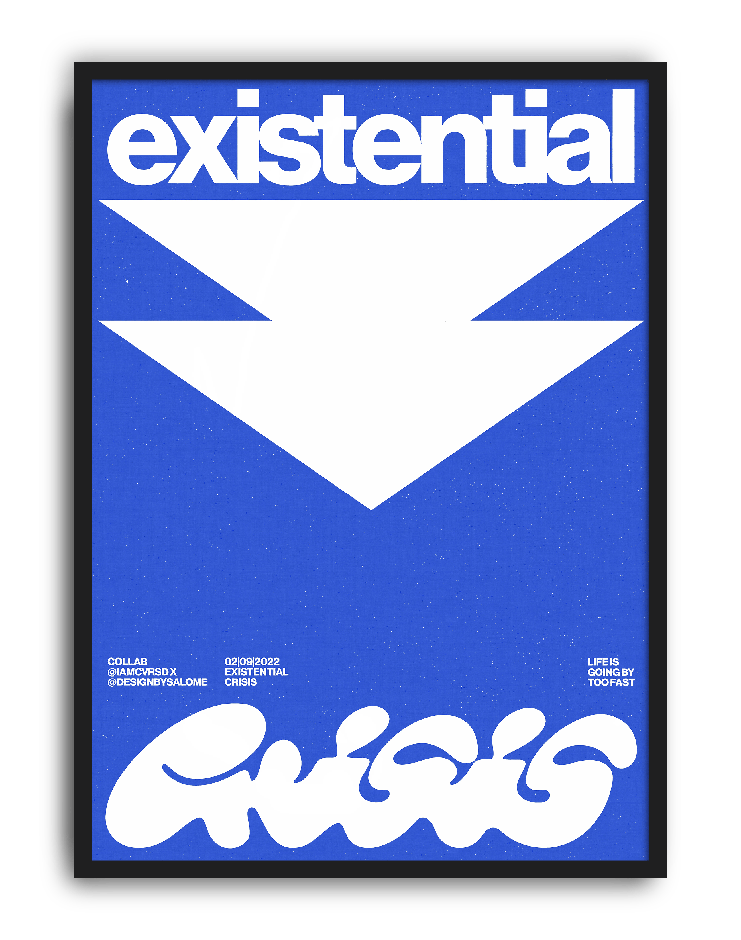 Existential Blue Modern Duvar Tablosu – Mavi Tipografik Grafik Poster