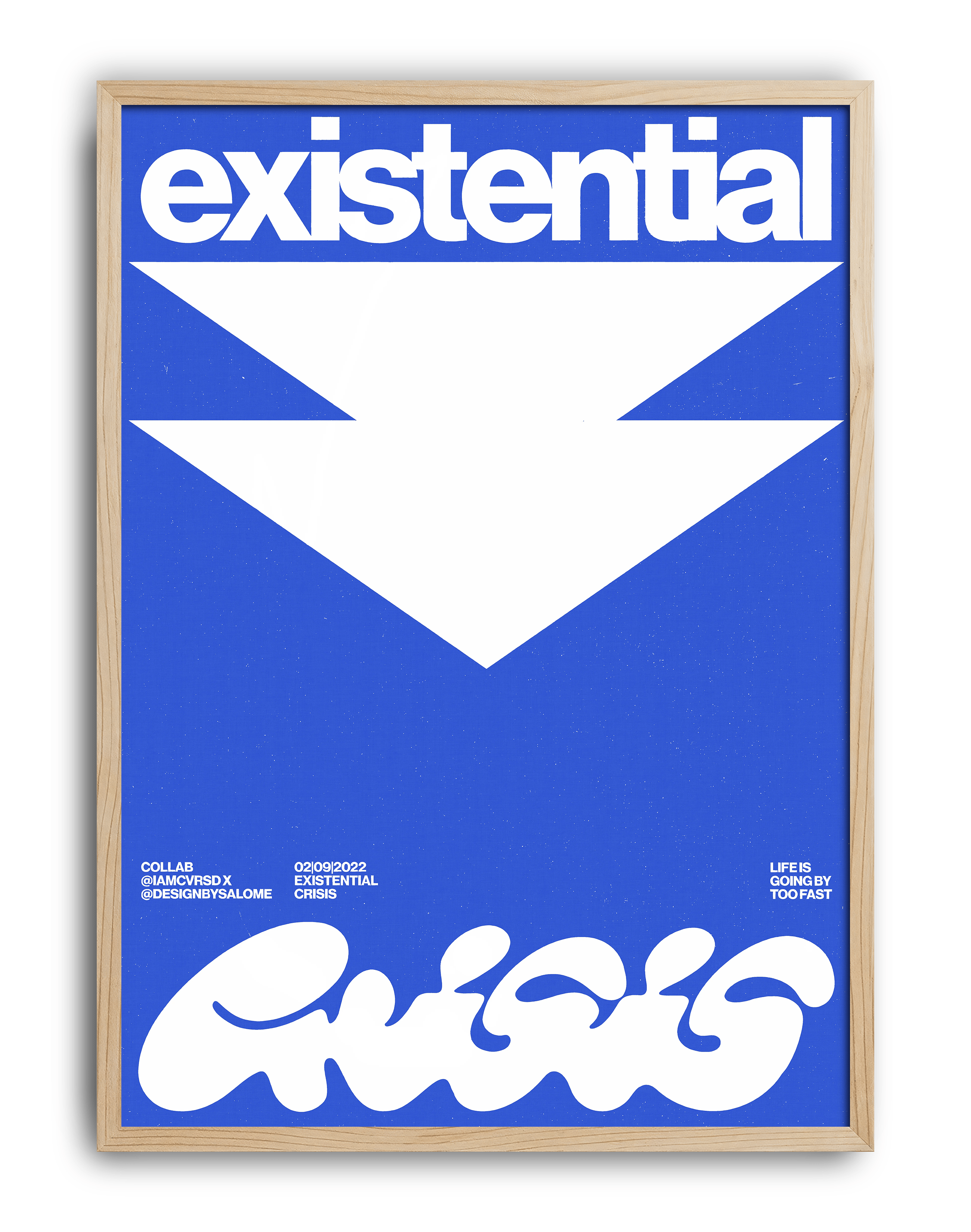 Existential Blue Modern Duvar Tablosu – Mavi Tipografik Grafik Poster