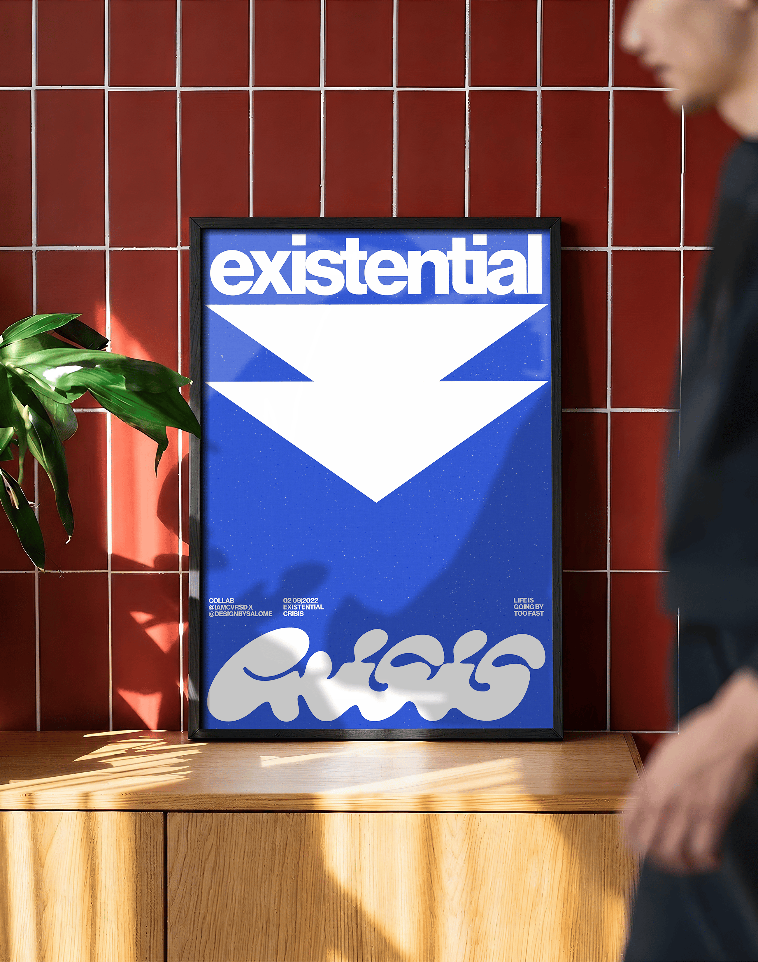 Existential Blue Modern Duvar Tablosu – Mavi Tipografik Grafik Poster