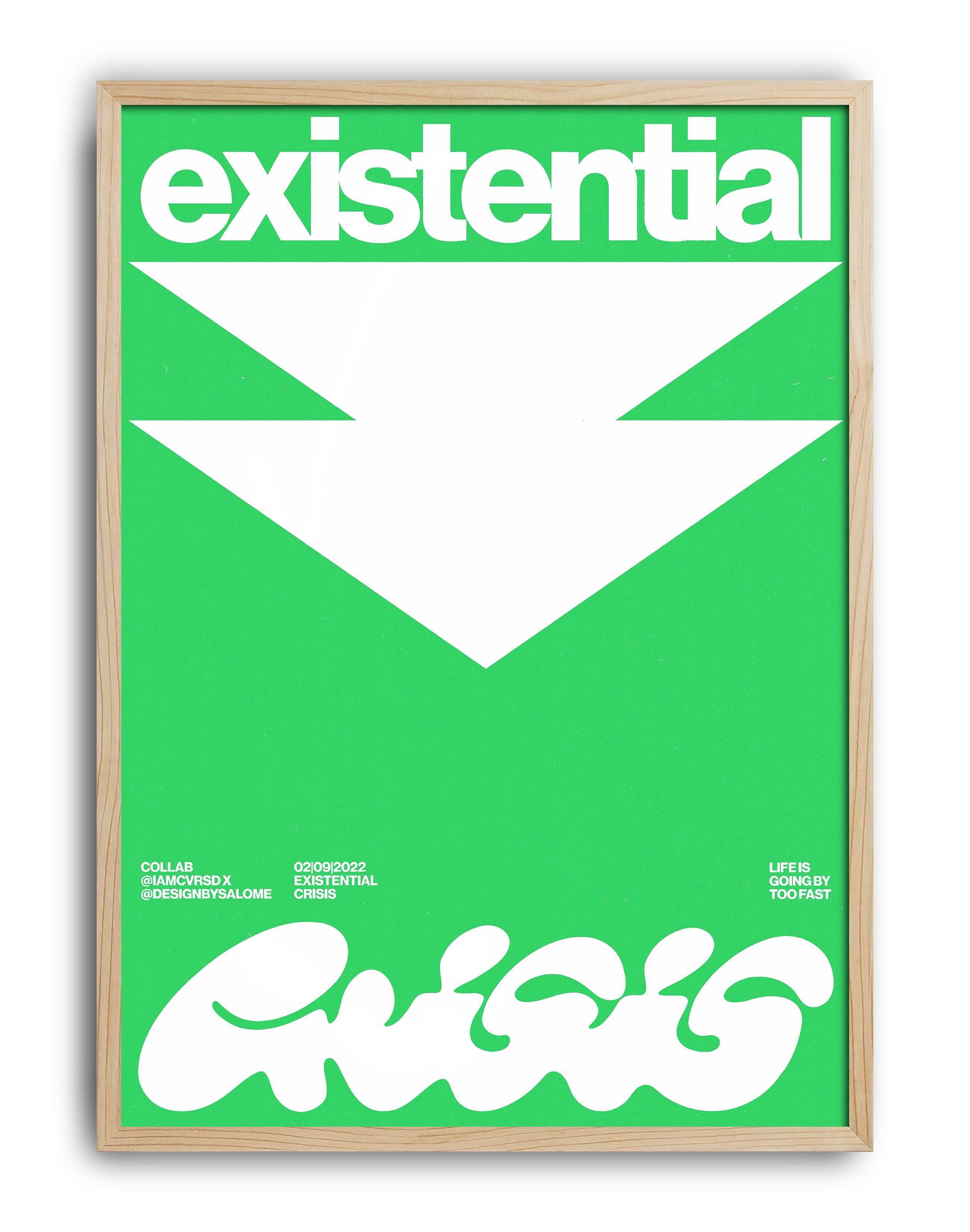 Existential Green Modern Duvar Tablosu – Yeşil Tipografik Grafik Poster