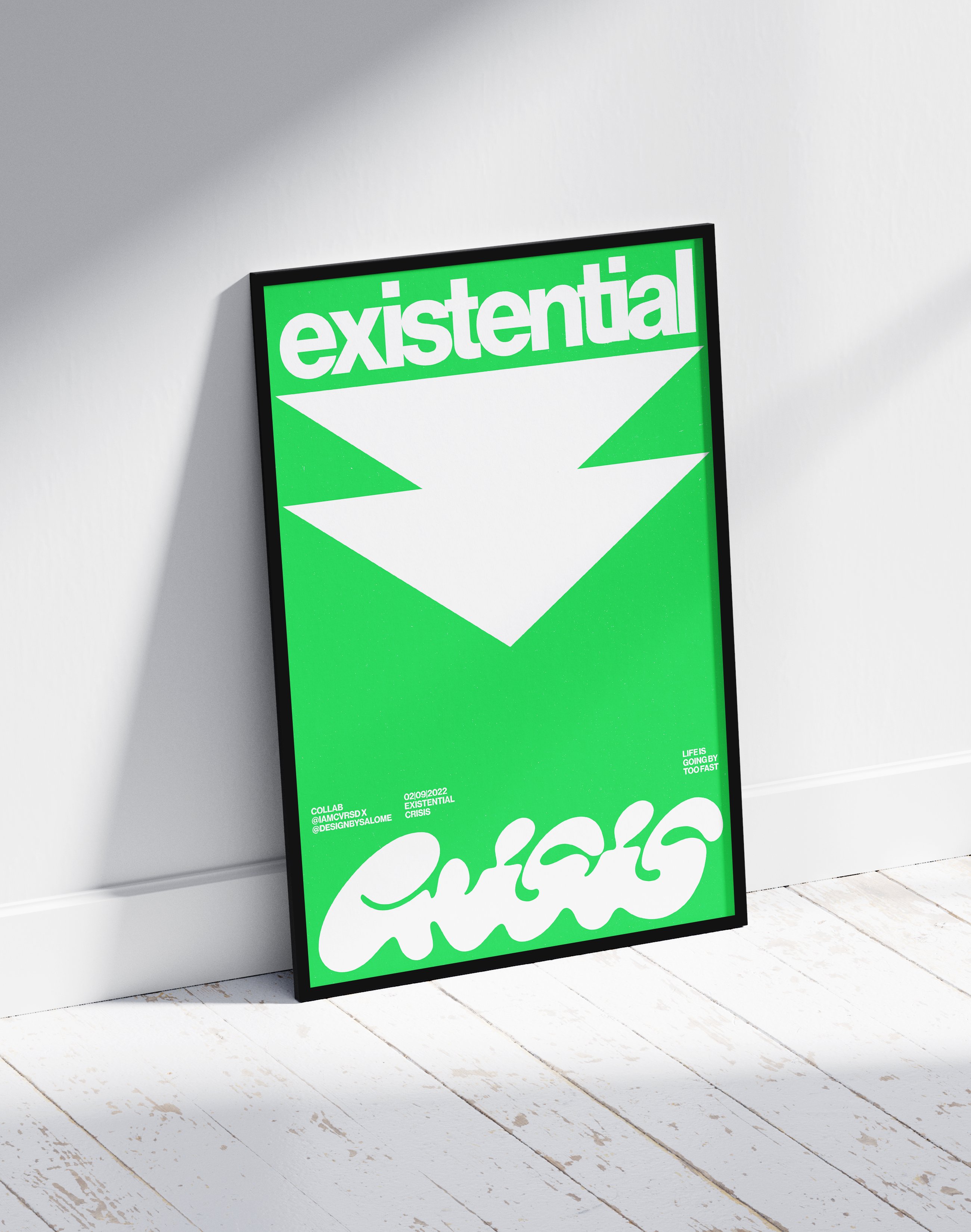 Existential Green Modern Duvar Tablosu – Yeşil Tipografik Grafik Poster