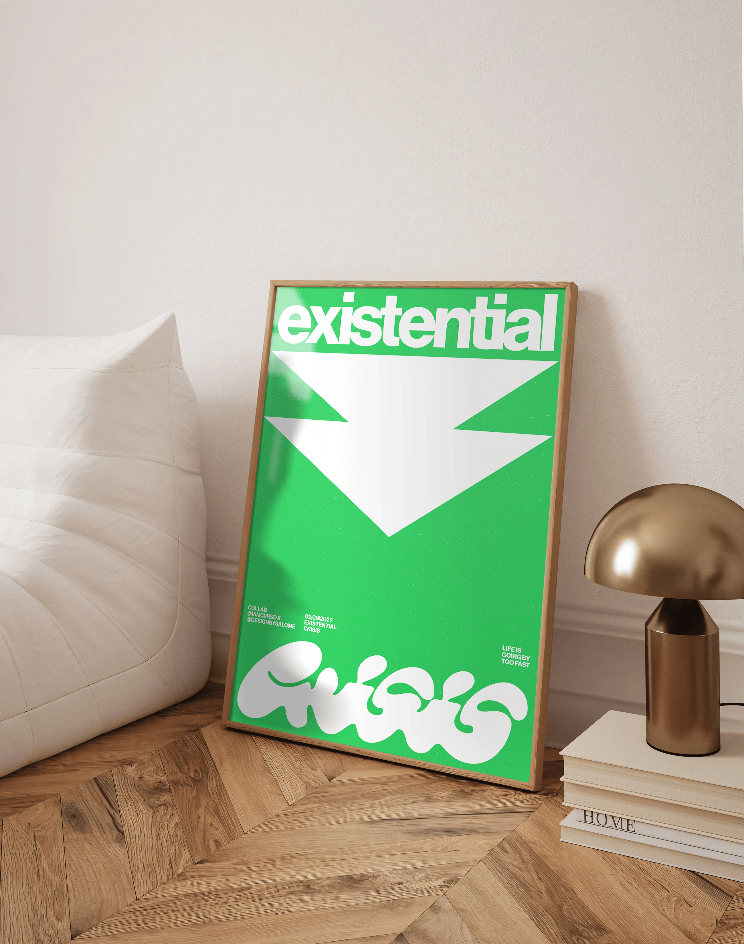 Existential Green Modern Duvar Tablosu – Yeşil Tipografik Grafik Poster