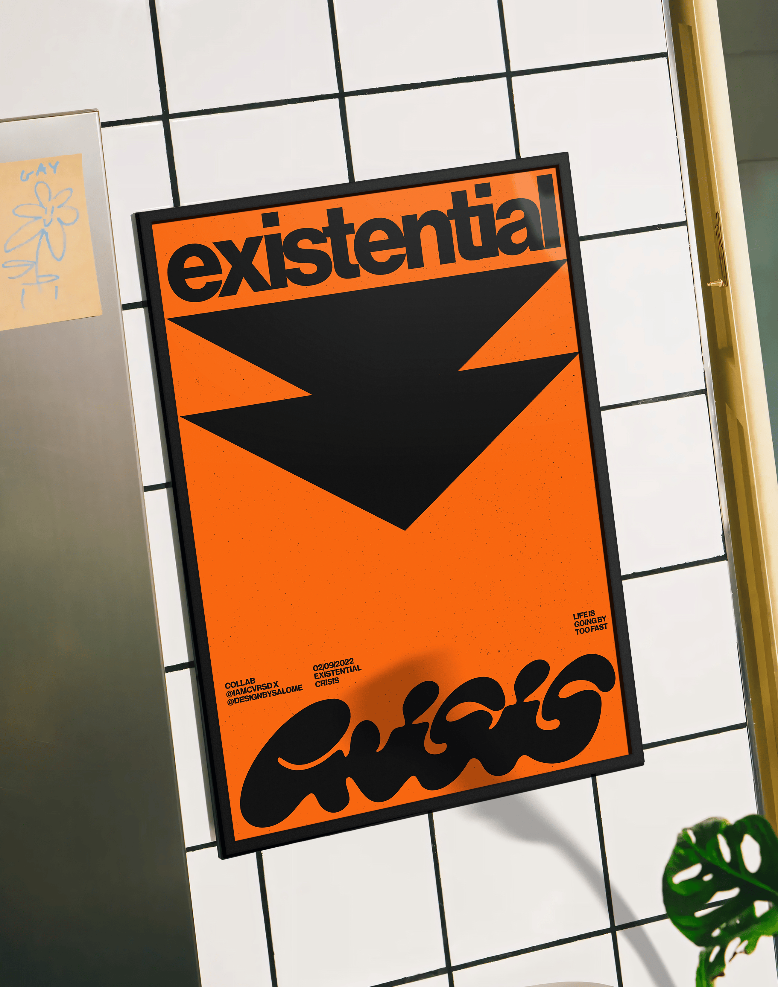 Existential Orange Modern Duvar Tablosu – Turuncu Siyah Tipografik Poster