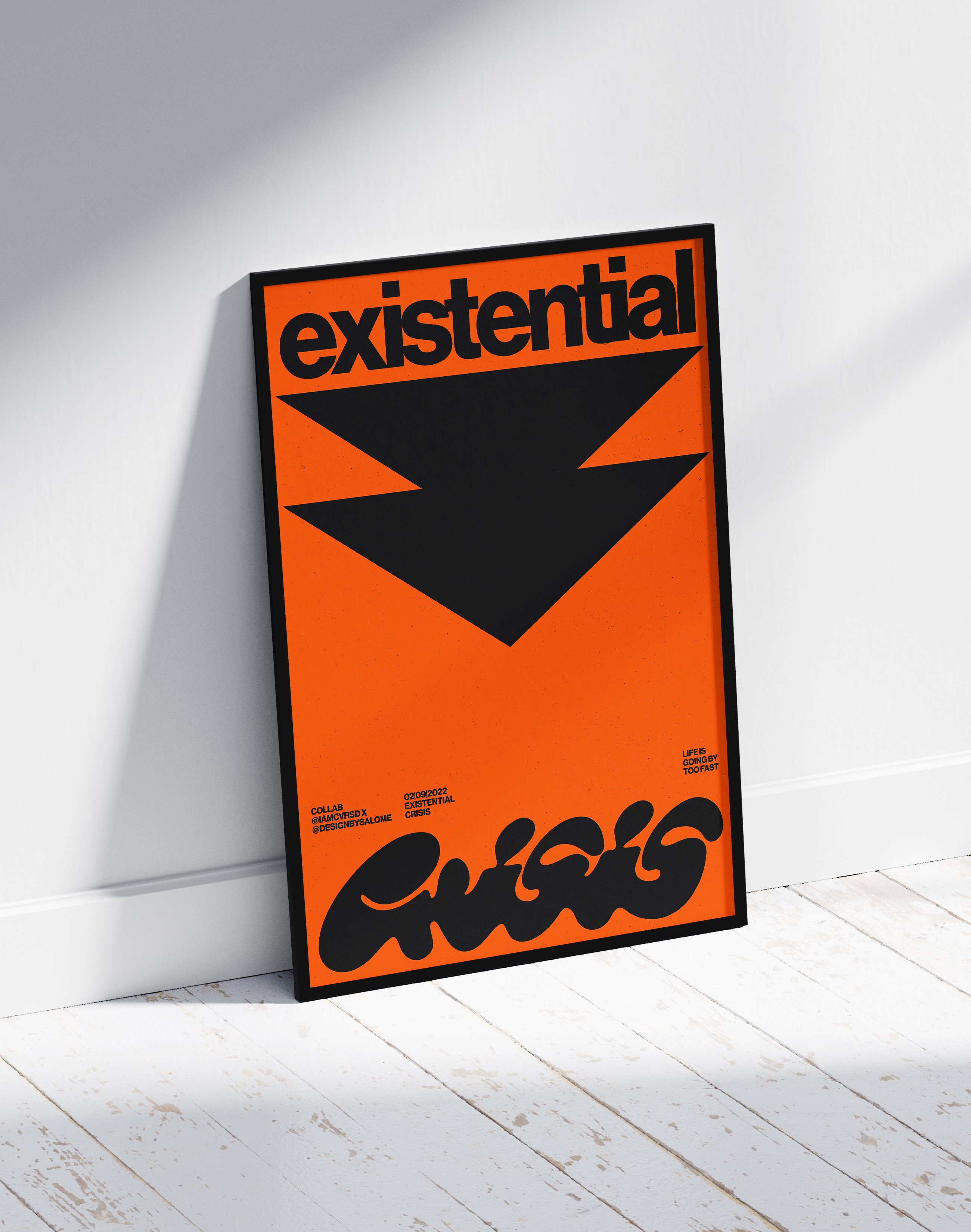 Existential Orange Modern Duvar Tablosu – Turuncu Siyah Tipografik Poster