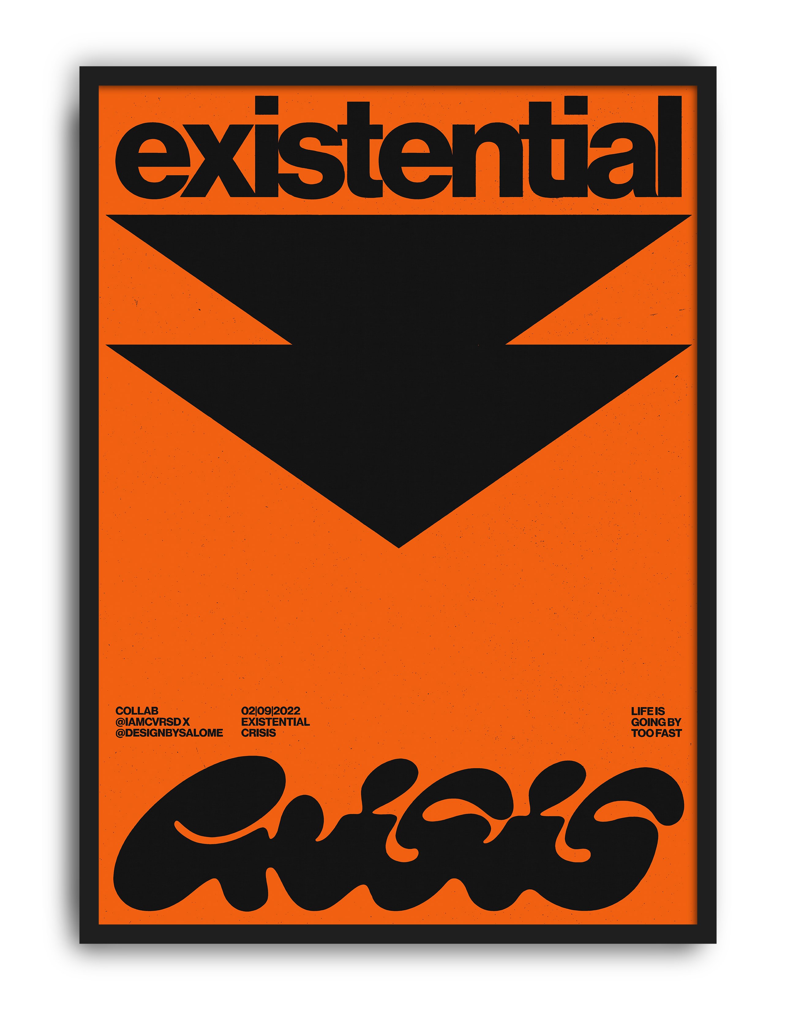 Existential Orange Modern Duvar Tablosu – Turuncu Siyah Tipografik Poster