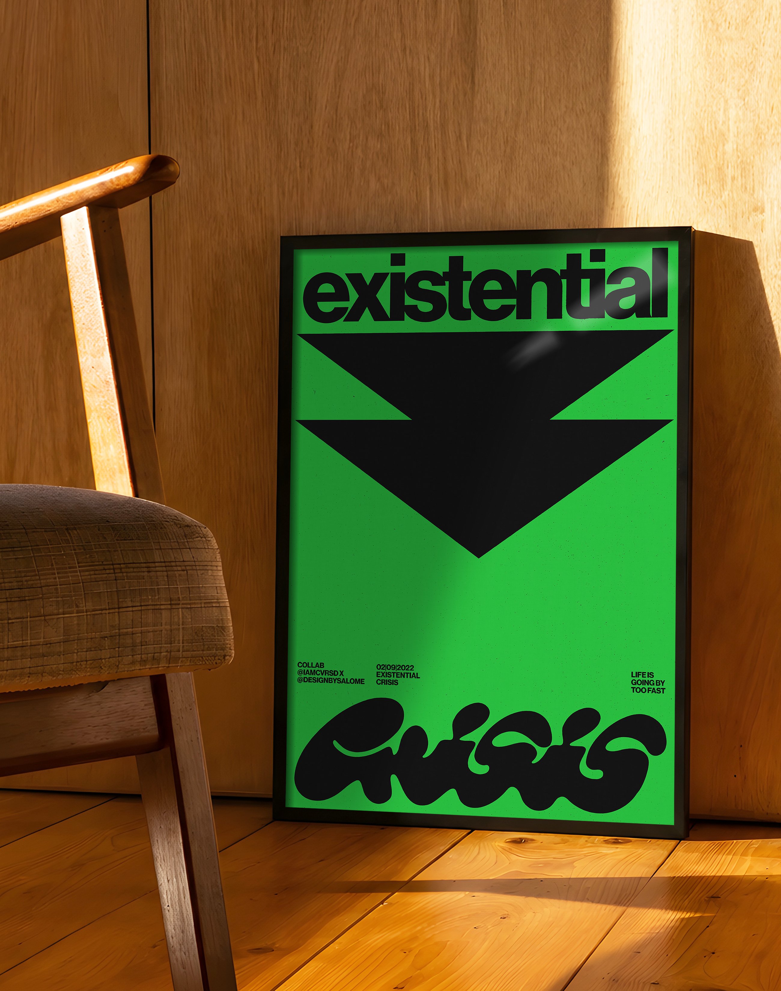 Existential Orange Modern Duvar Tablosu – Turuncu Siyah Tipografik Poster