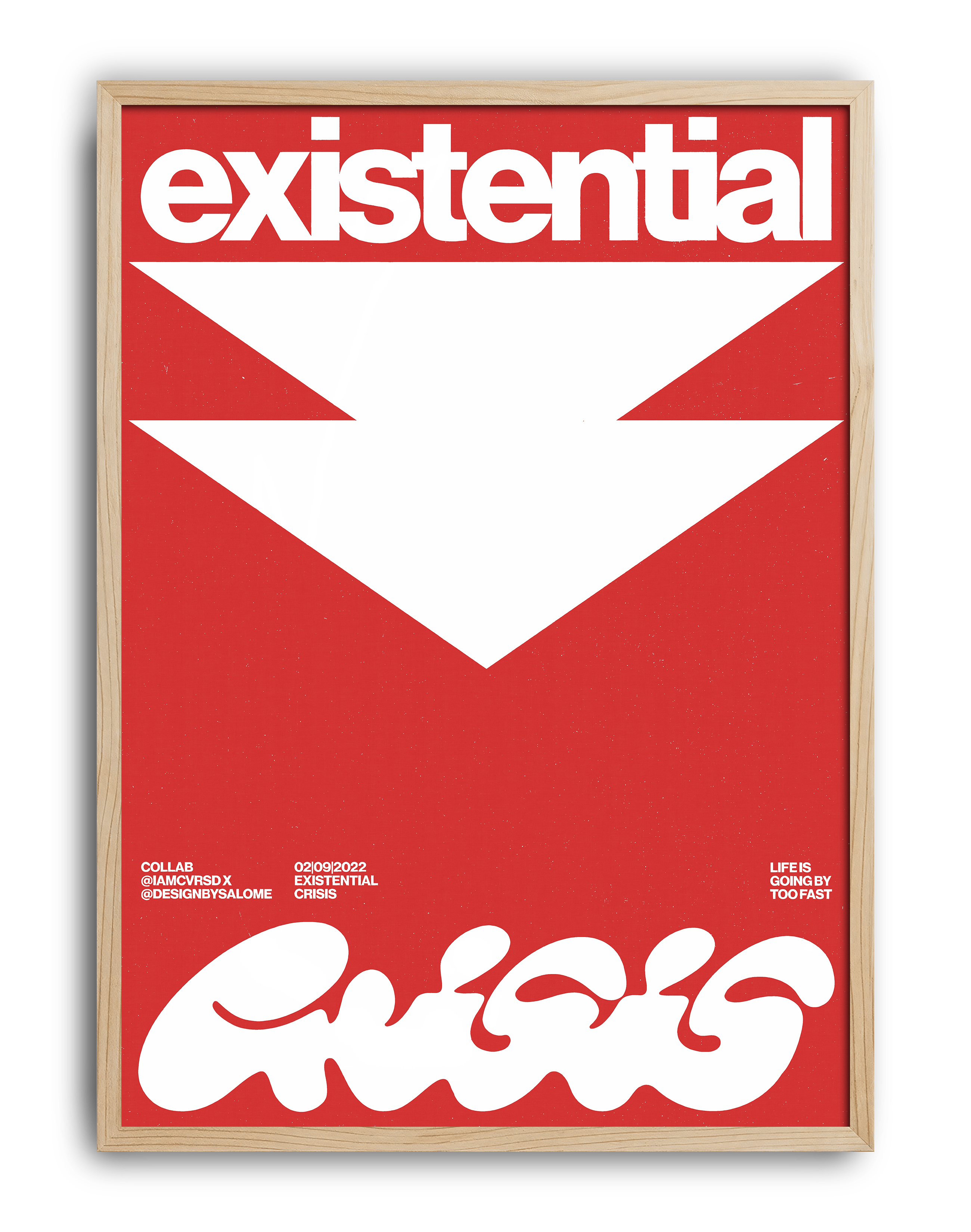 Existential Red Modern Duvar Tablosu – Kırmızı Tipografik Grafik Poster