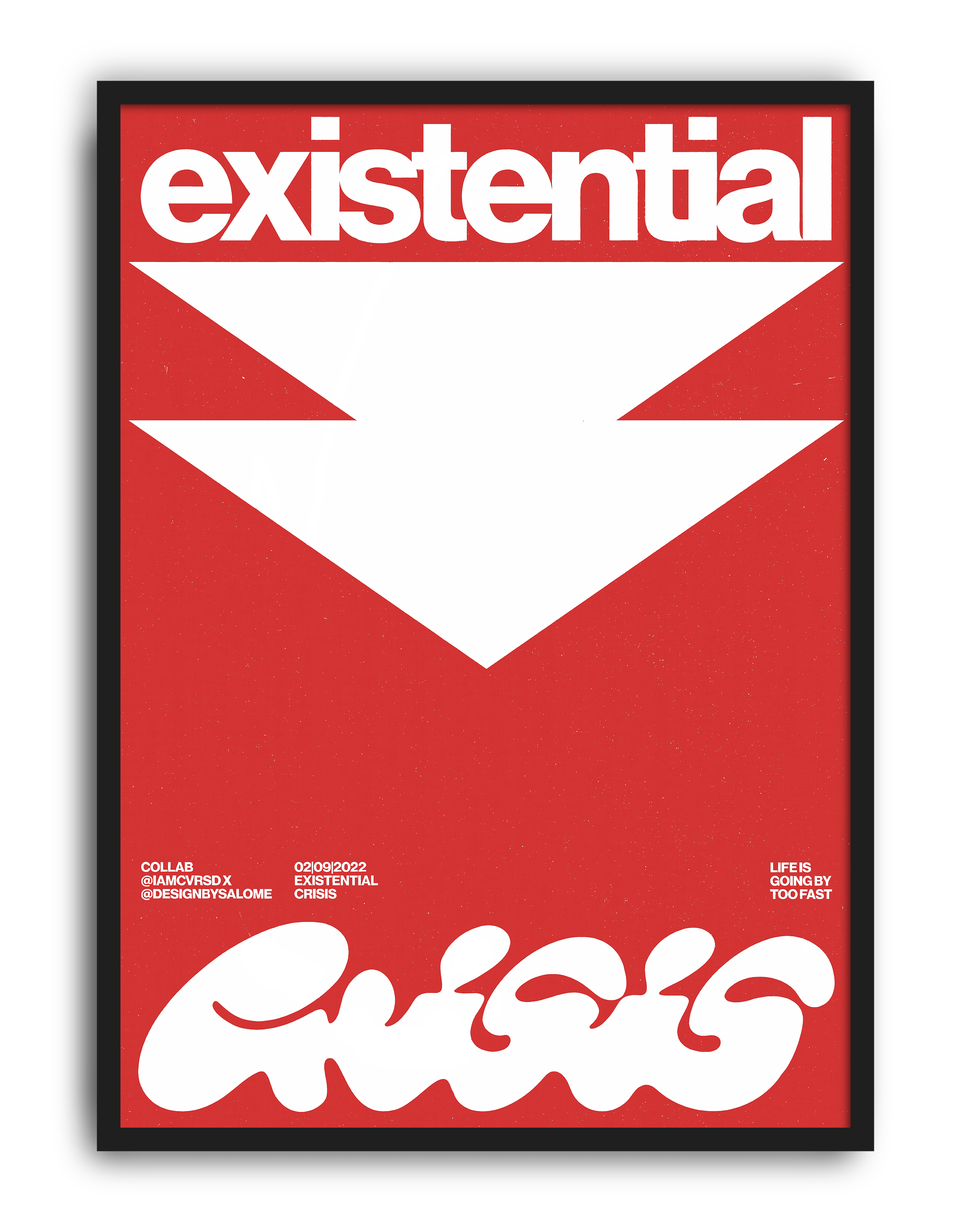 Existential Red Modern Duvar Tablosu – Kırmızı Tipografik Grafik Poster