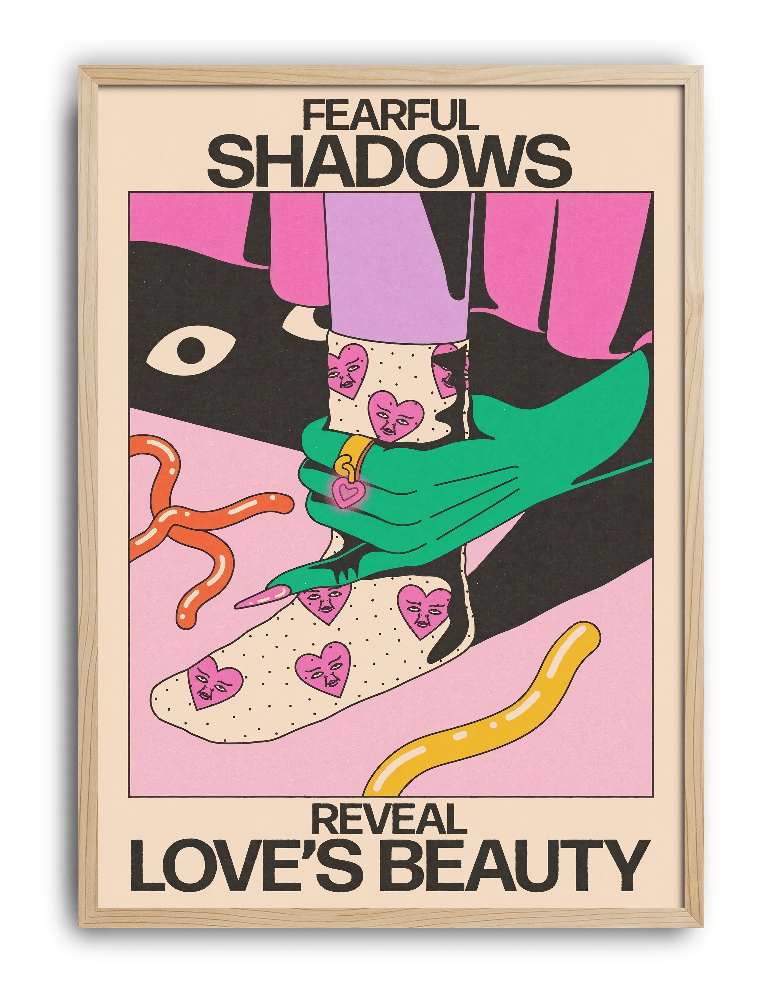 Fearful Shadows Modern Duvar Tablosu – Retro Sürreal Aşk Poster