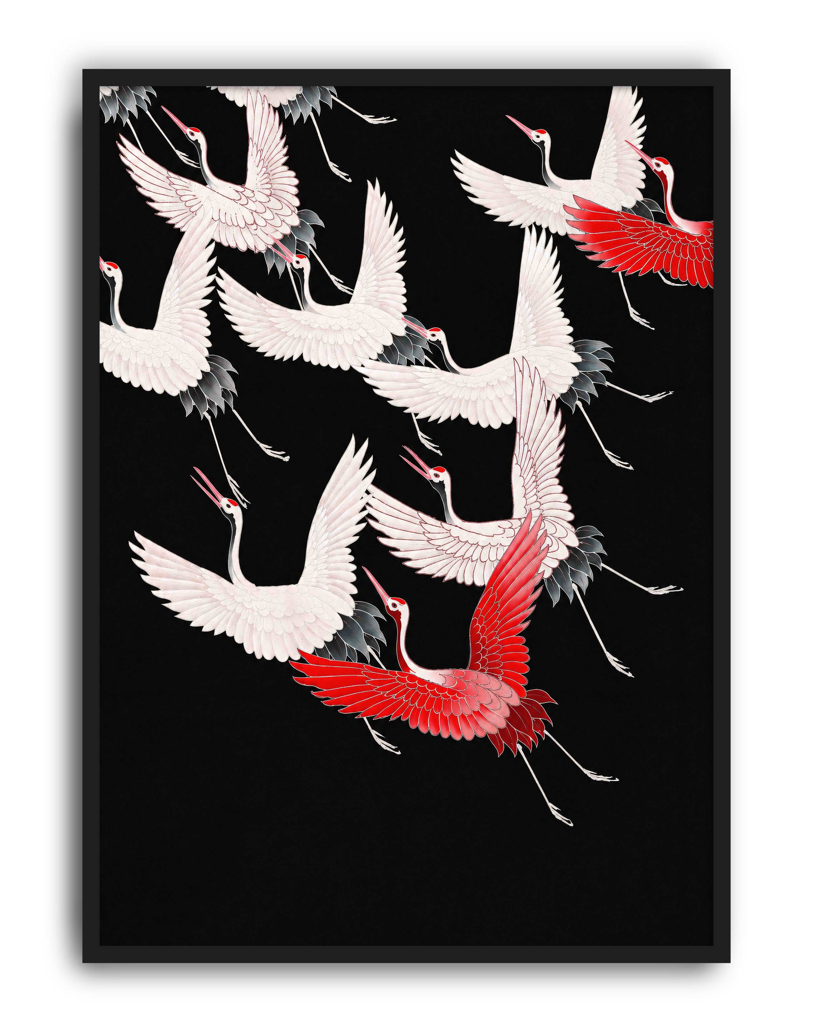 Flying Cranes (1910) – Geleneksel Japon Sanatı Vintage Poster