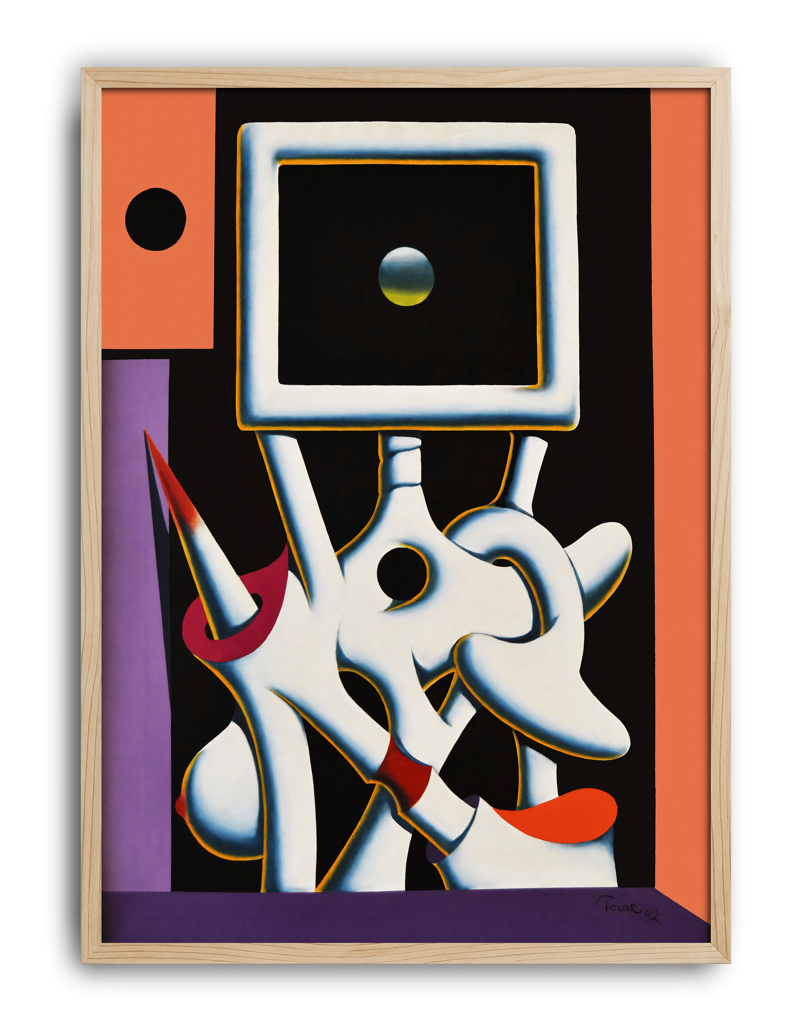 Frame Bloom Modern Duvar Tablosu – Siyah Turuncu Abstract Poster