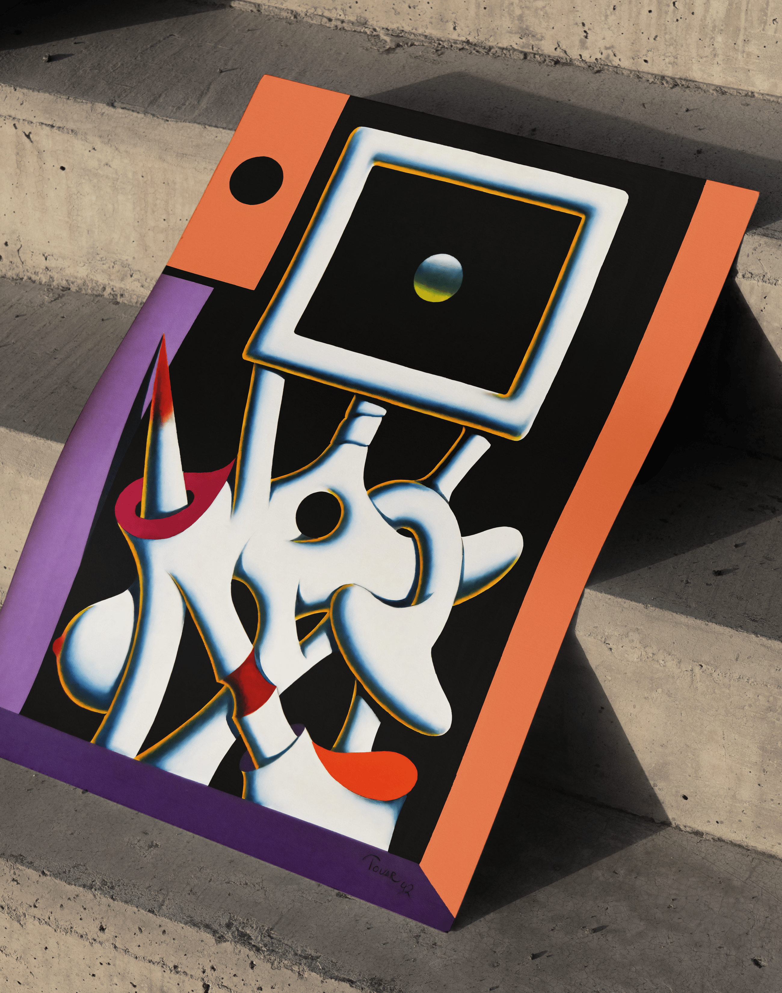 Frame Bloom Modern Duvar Tablosu – Siyah Turuncu Abstract Poster