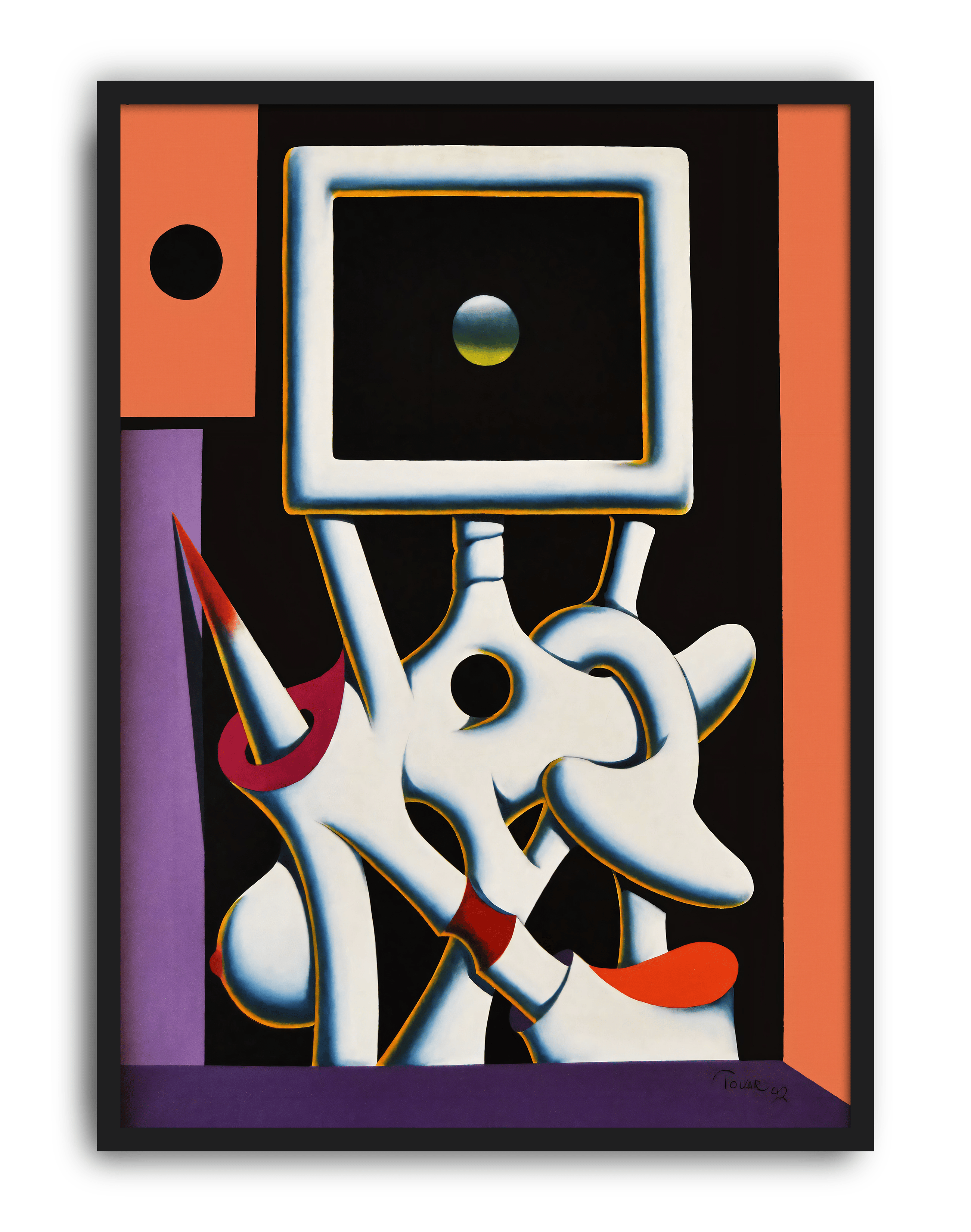 Frame Bloom Modern Duvar Tablosu – Siyah Turuncu Abstract Poster