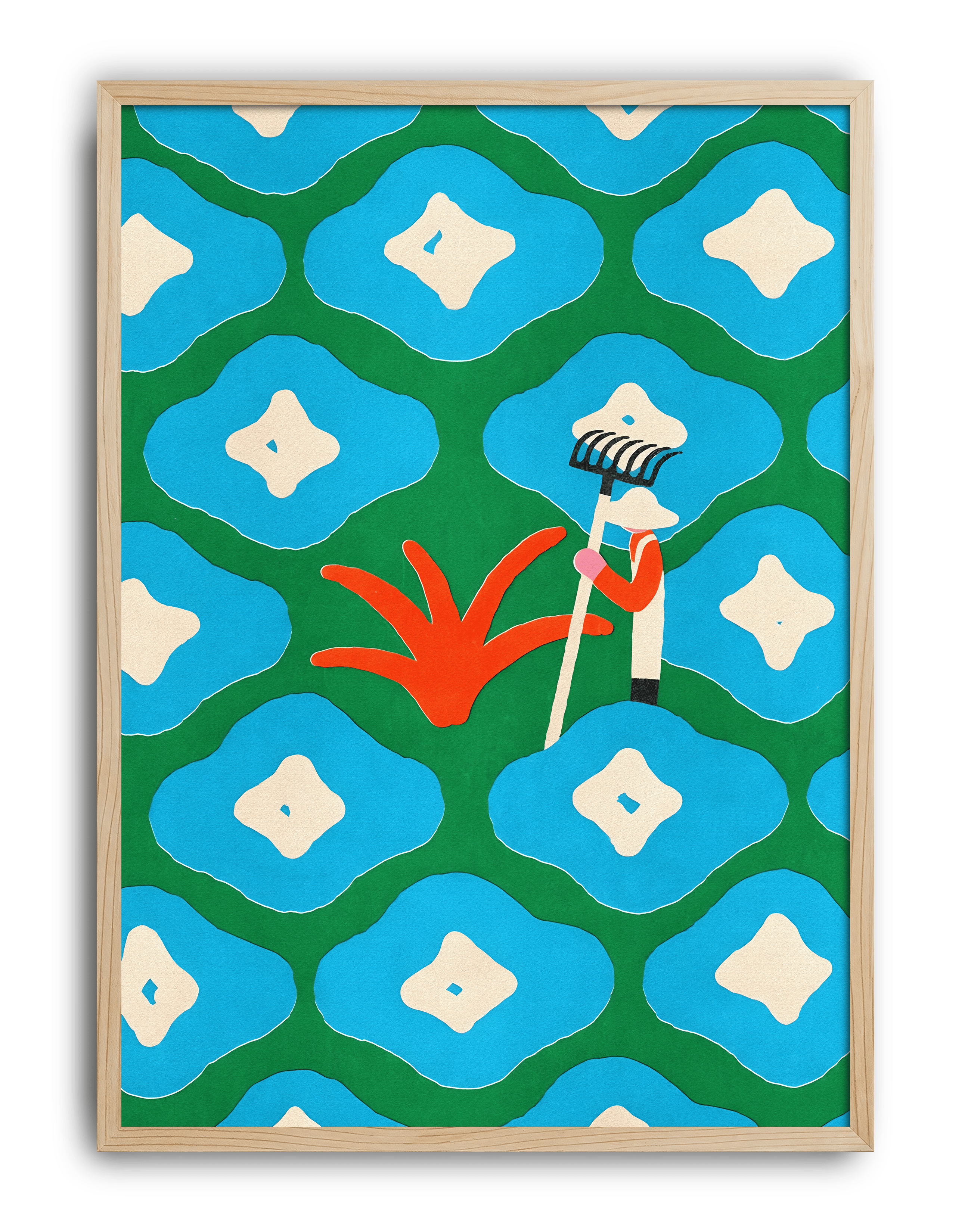 Garden Keeper Modern Duvar Tablosu – Yeşil Mavi Botanik Poster
