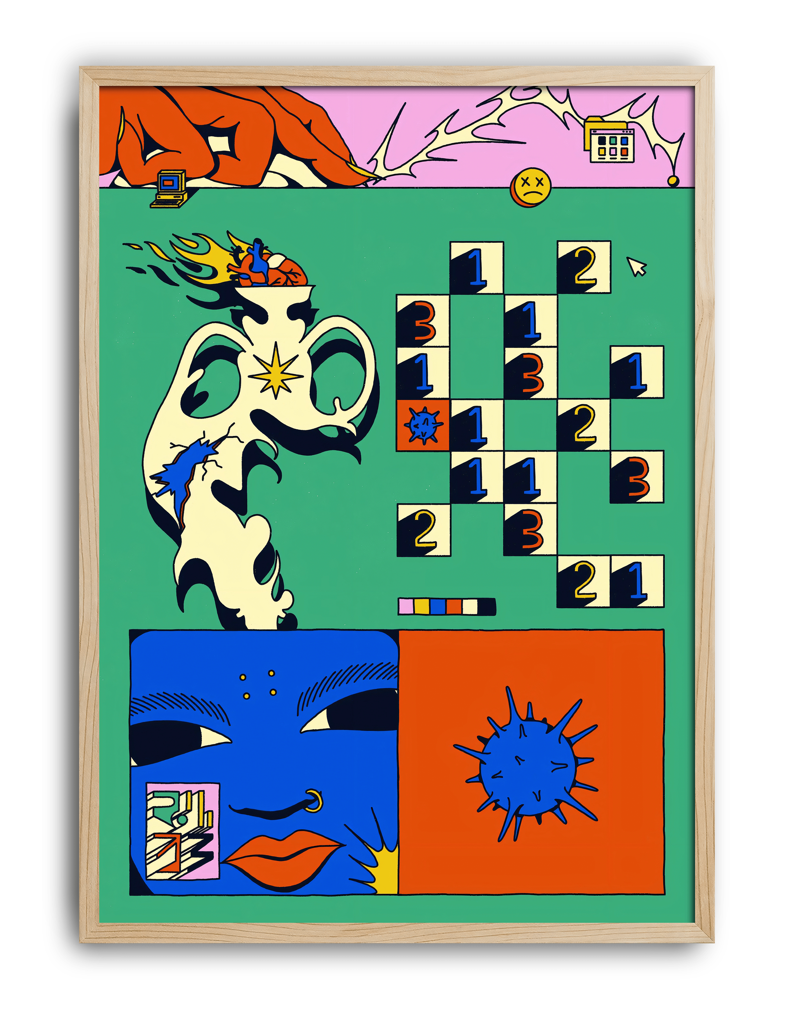 Glitch Puzzle Modern Duvar Tablosu – Renkli Dijital Bulmaca Poster