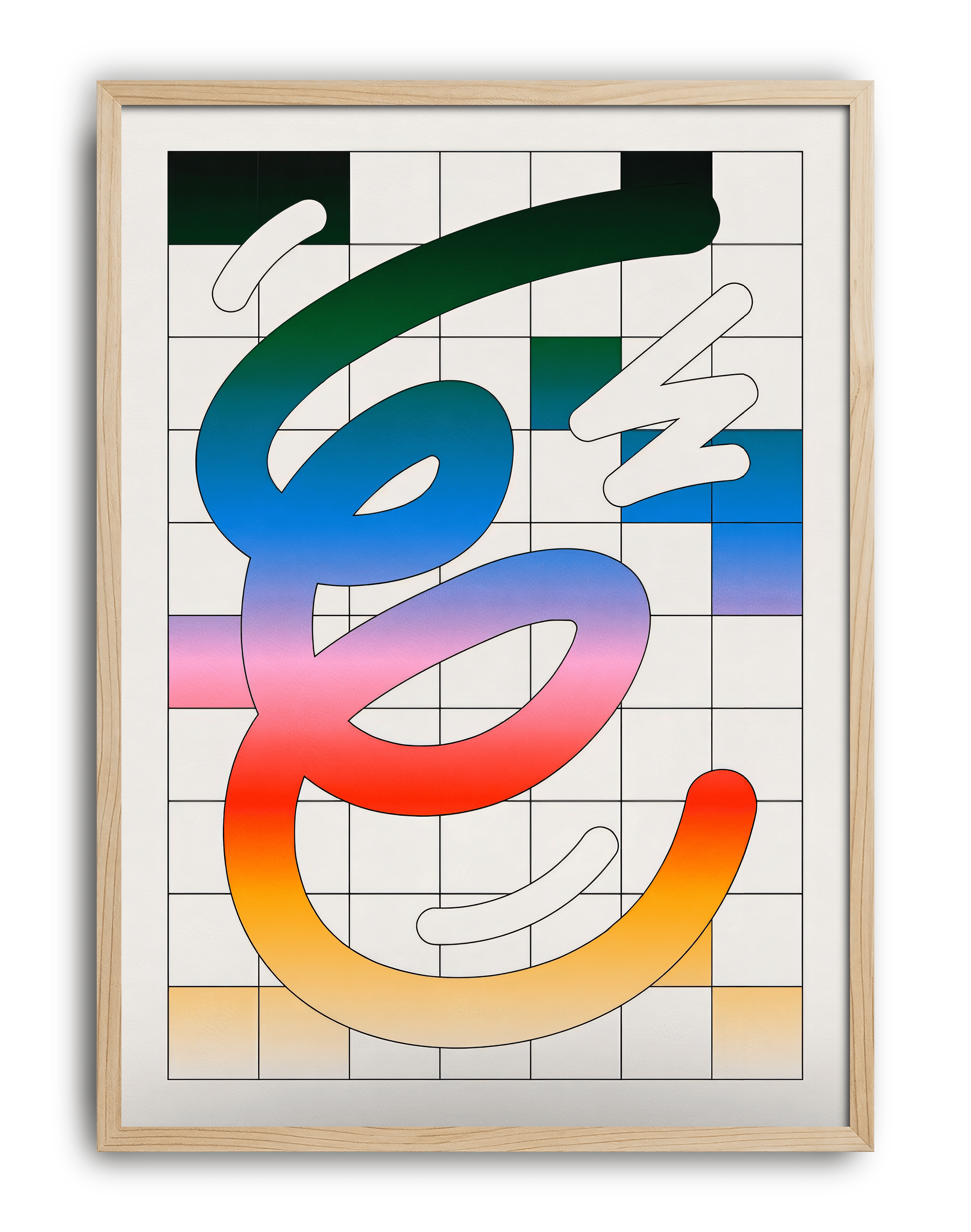 Gradient Flow Modern Duvar Tablosu – Renkli Grid Abstract Poster