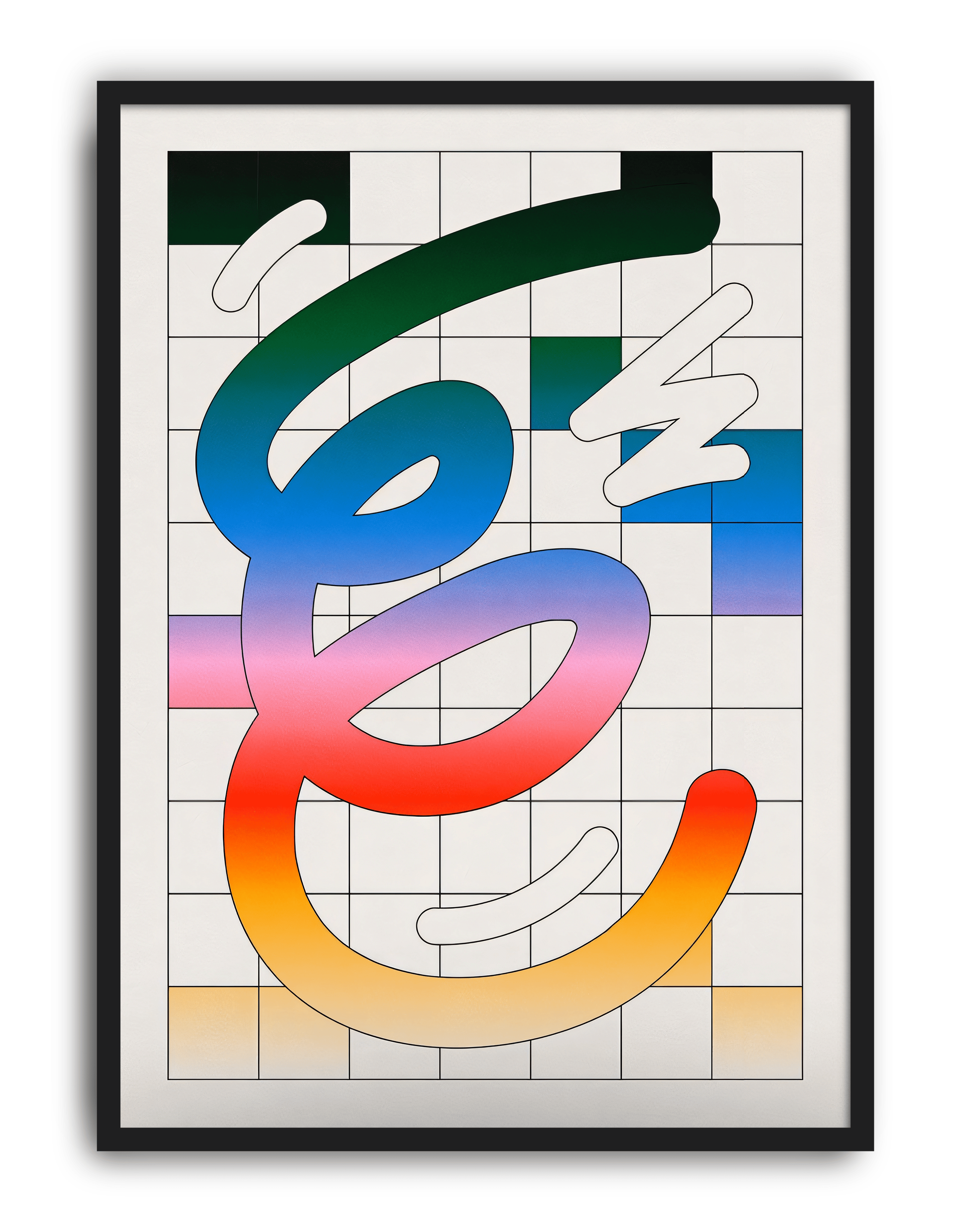 Gradient Flow Modern Duvar Tablosu – Renkli Grid Abstract Poster