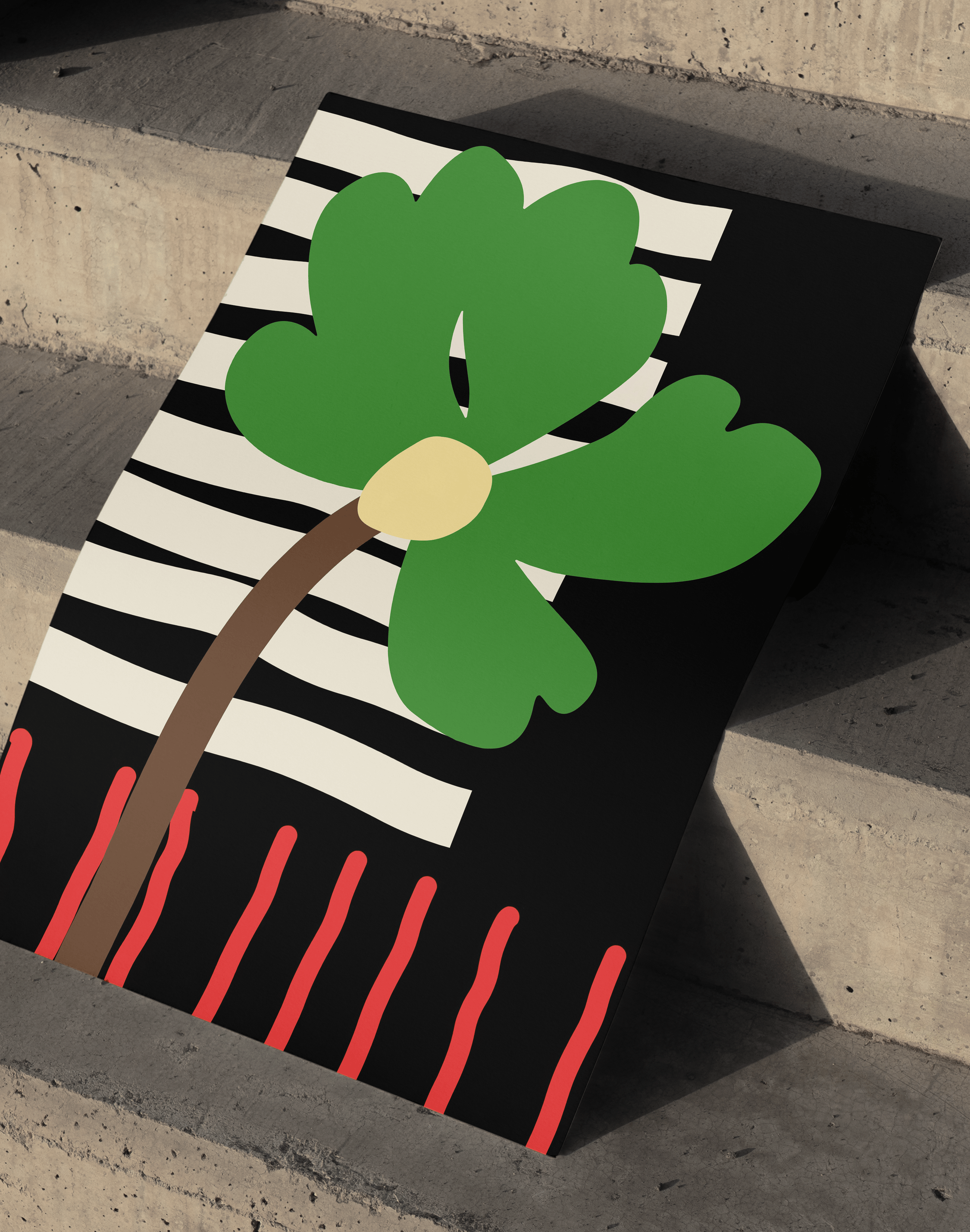 Green Bloom Yeşil Siyah Retro Çiçek Duvar Tablosu