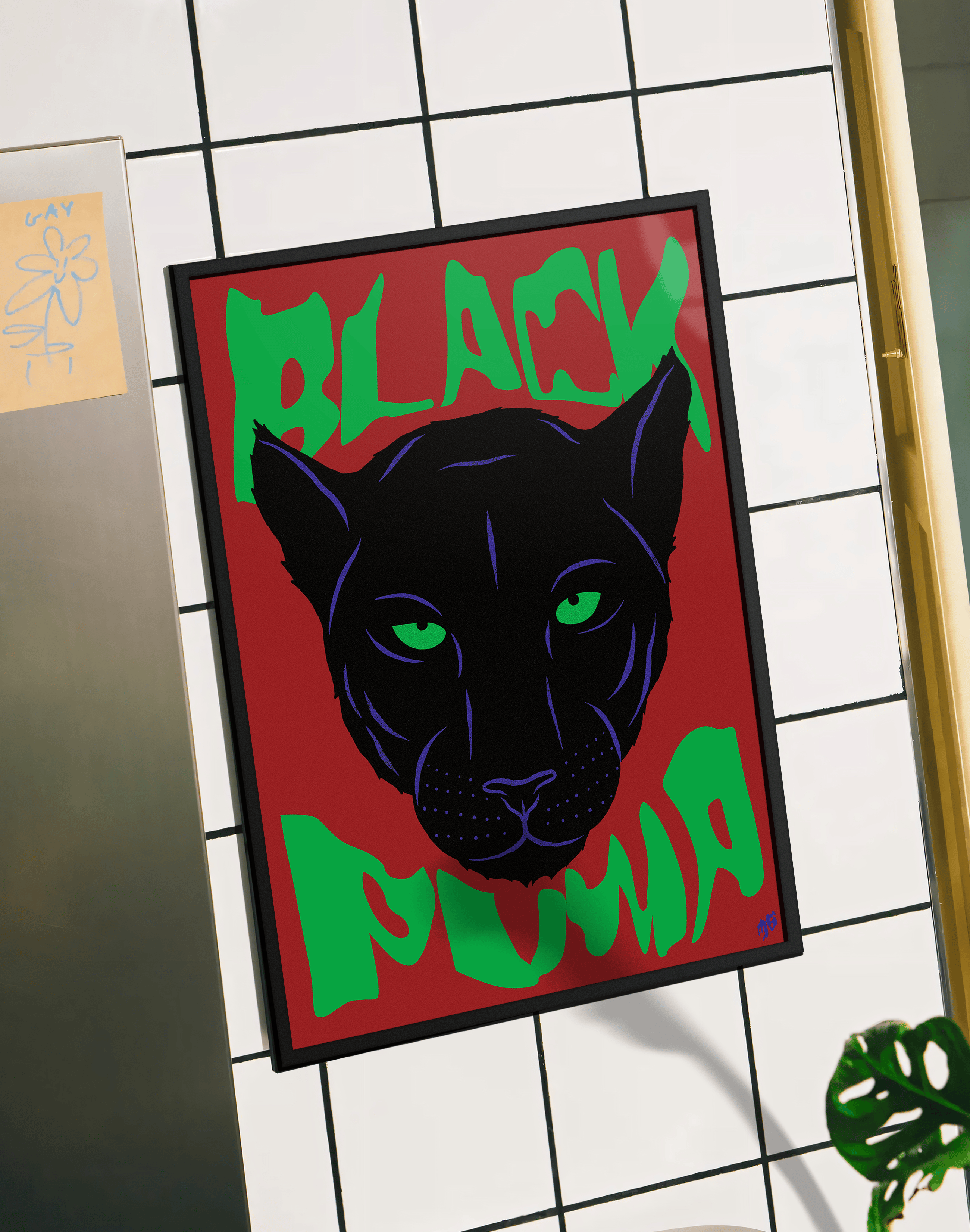 Green Muma Modern Duvar Tablosu – Kırmızı Siyah Panter Poster
