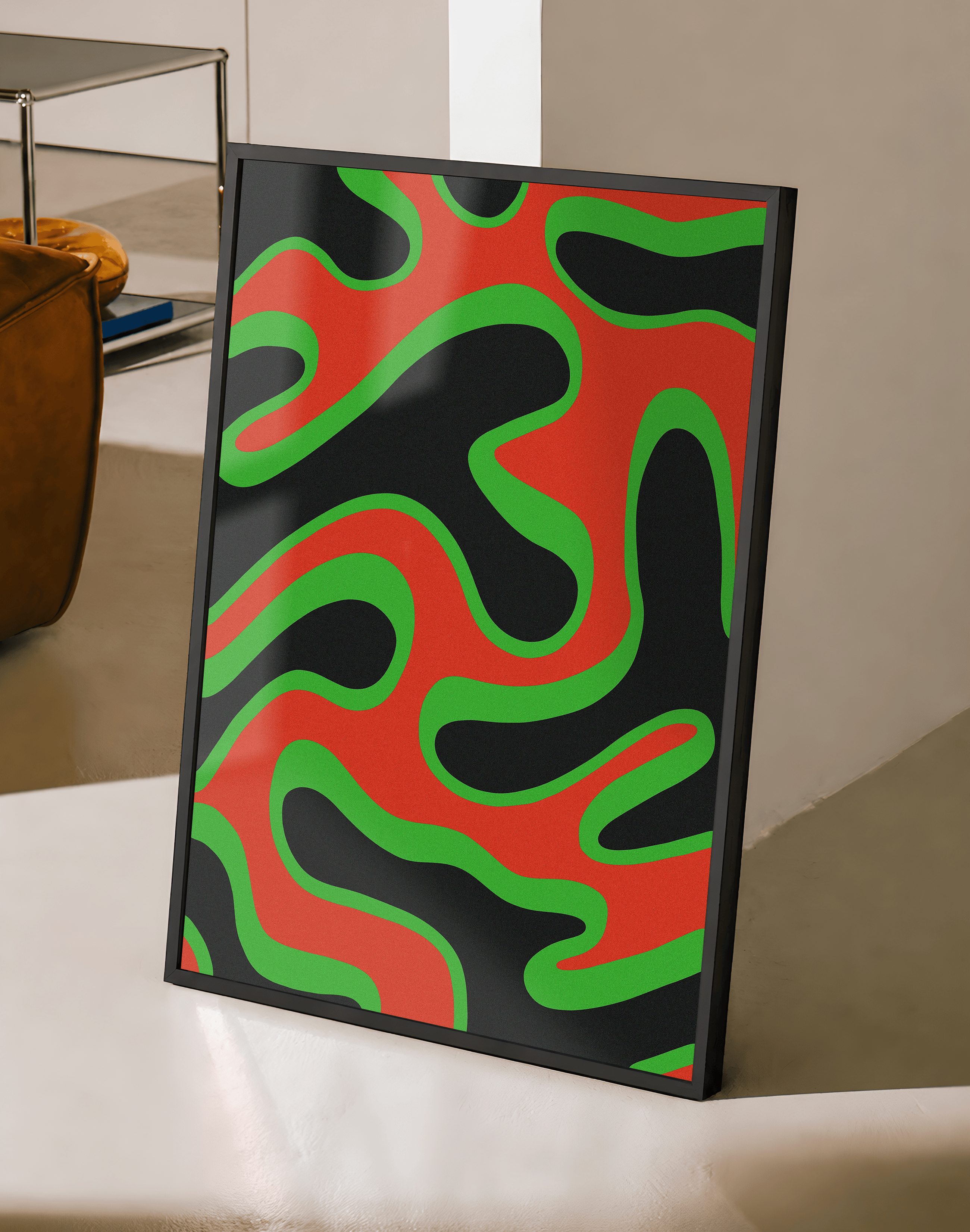 Green Pulse Modern Duvar Tablosu – Kırmızı Yeşil Abstract Poster