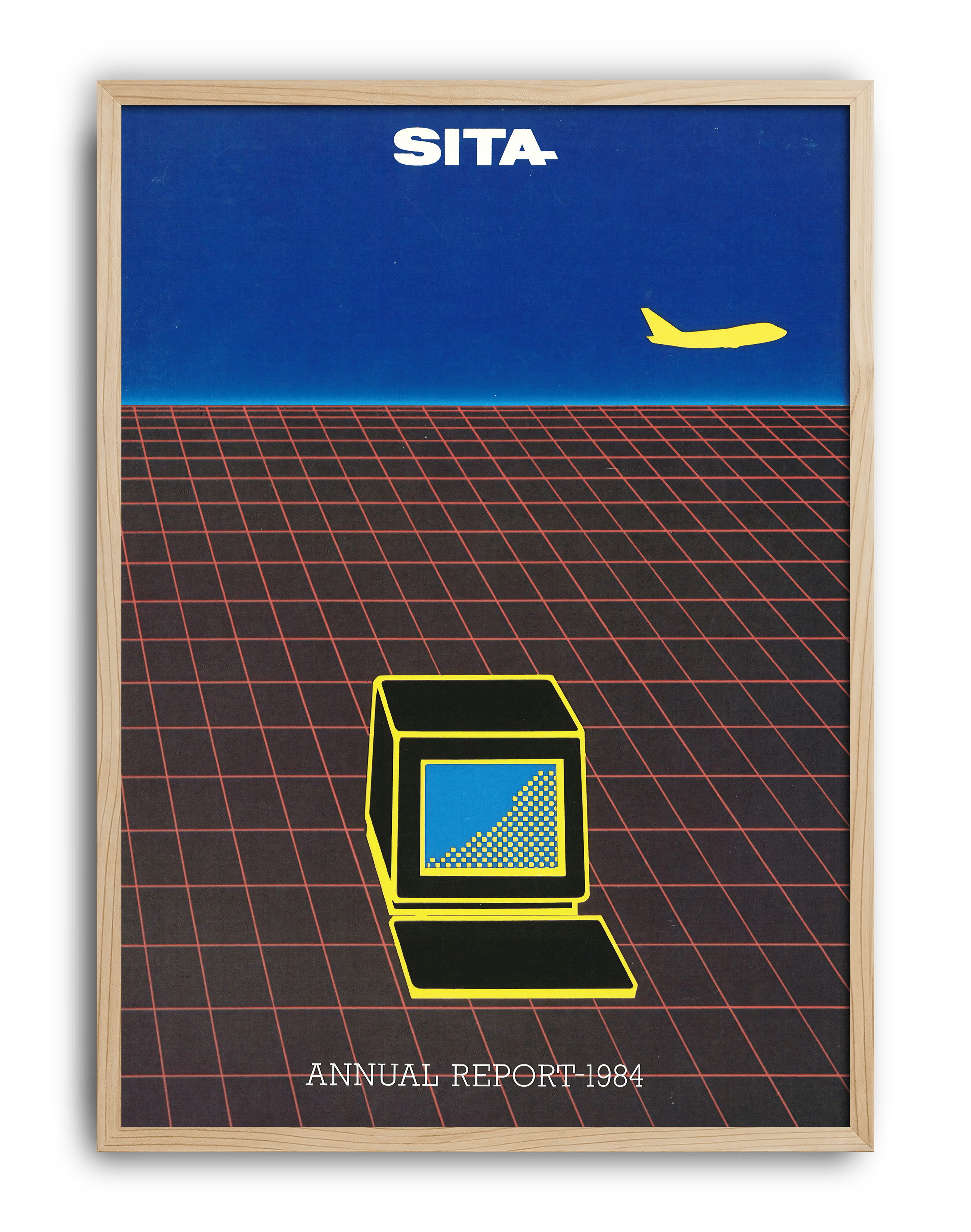 Grid Flight Modern Duvar Tablosu – Retro Teknoloji ve Uçuş Poster