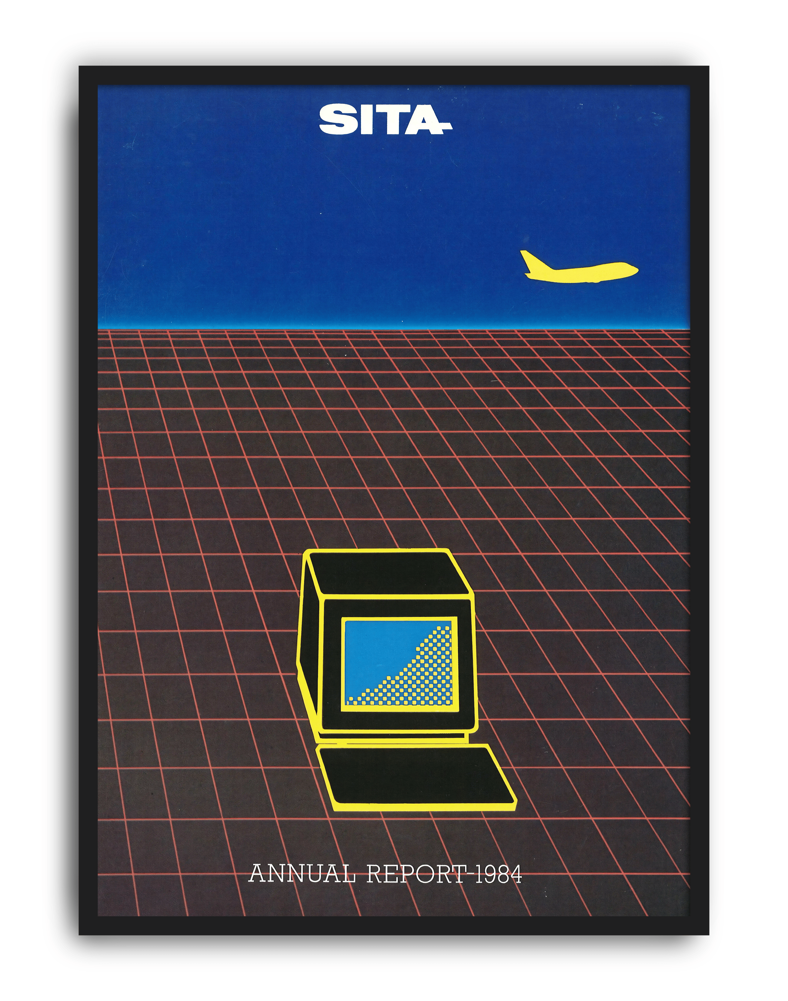 Grid Flight Modern Duvar Tablosu – Retro Teknoloji ve Uçuş Poster