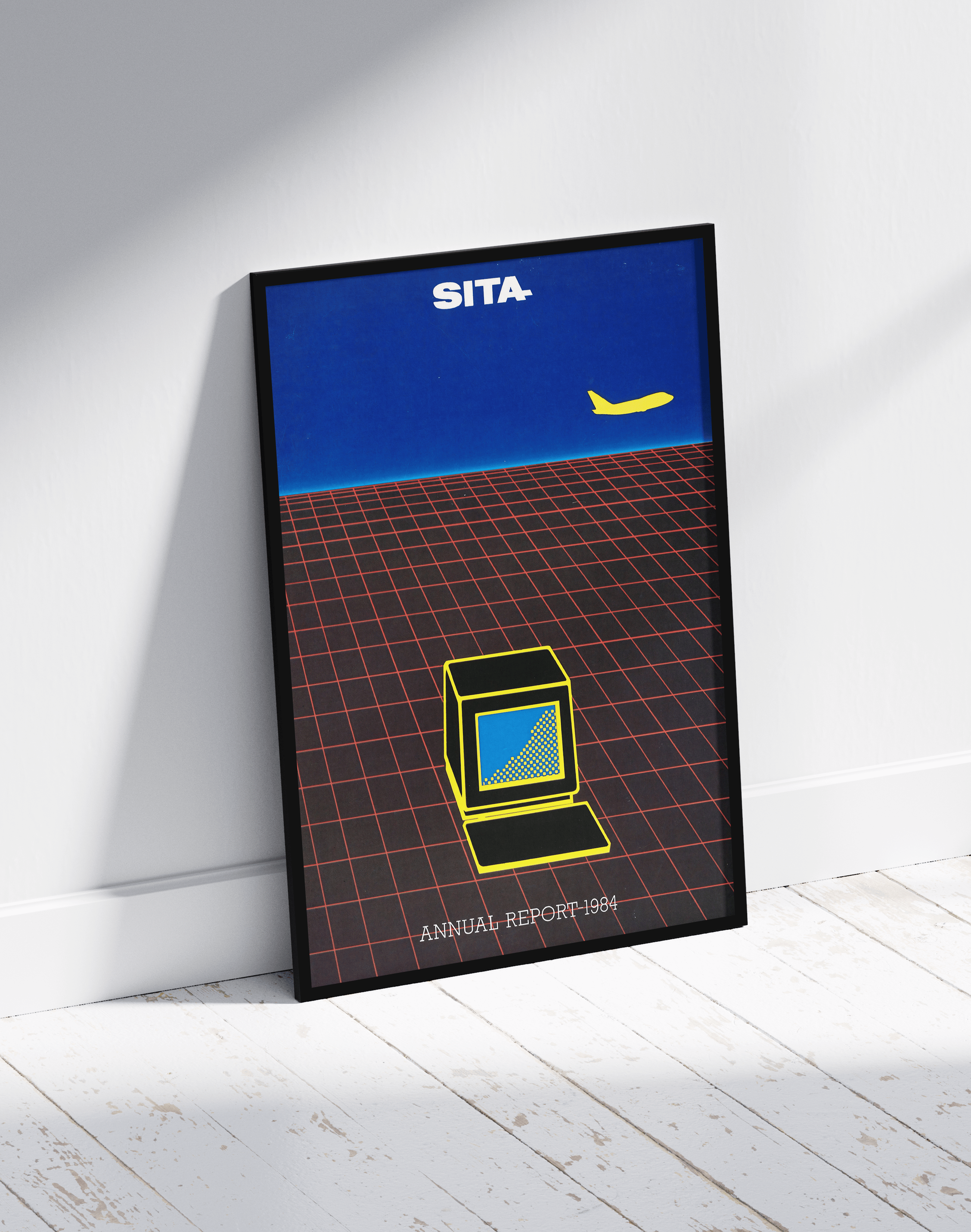 Grid Flight Modern Duvar Tablosu – Retro Teknoloji ve Uçuş Poster